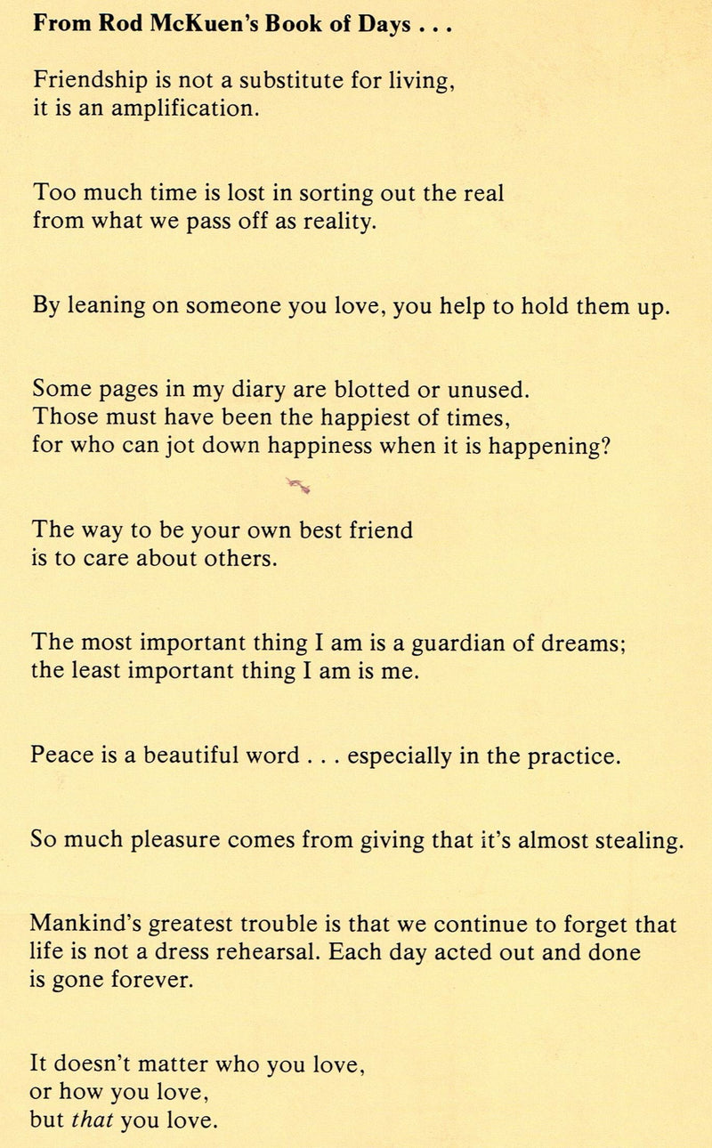 Rod Mckuen'S Book Of Days And A Month Of Sundays,Used