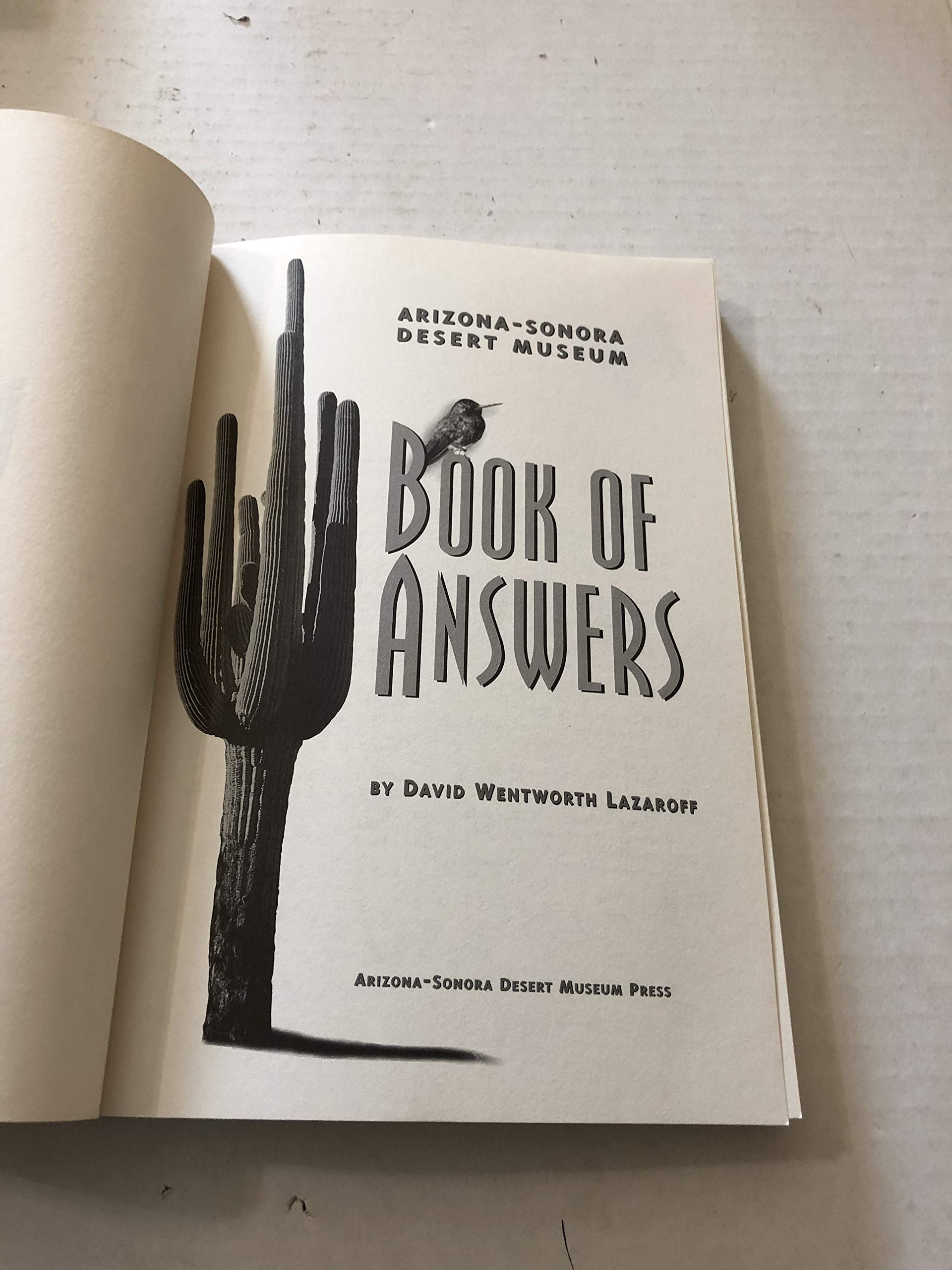 Arizonasonora Desert Museum Book Of Answers,Used