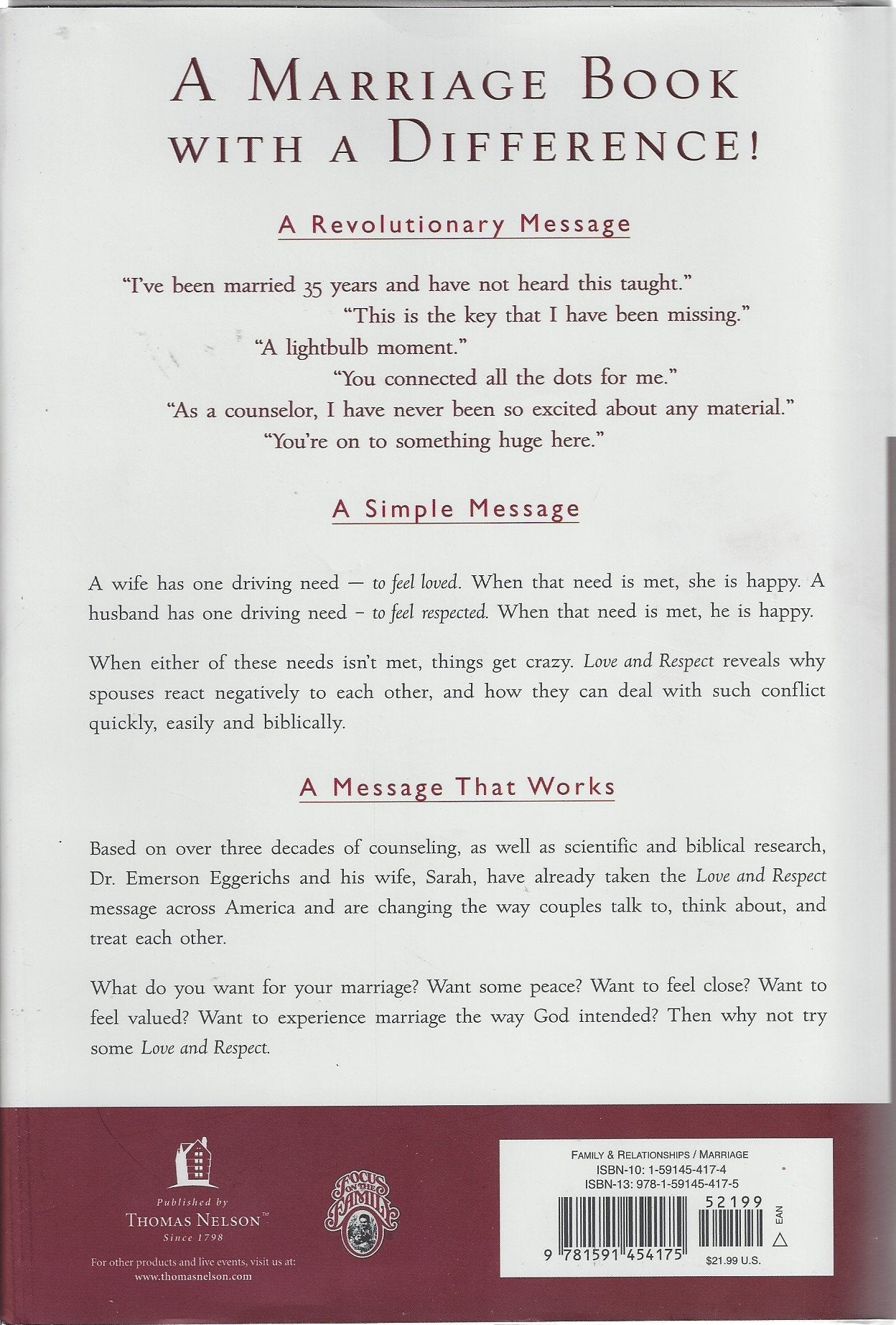 Love & Respect with Bonus Seminar DVD: The Love She Most Desires; The Respect He Desperately Needs,Used