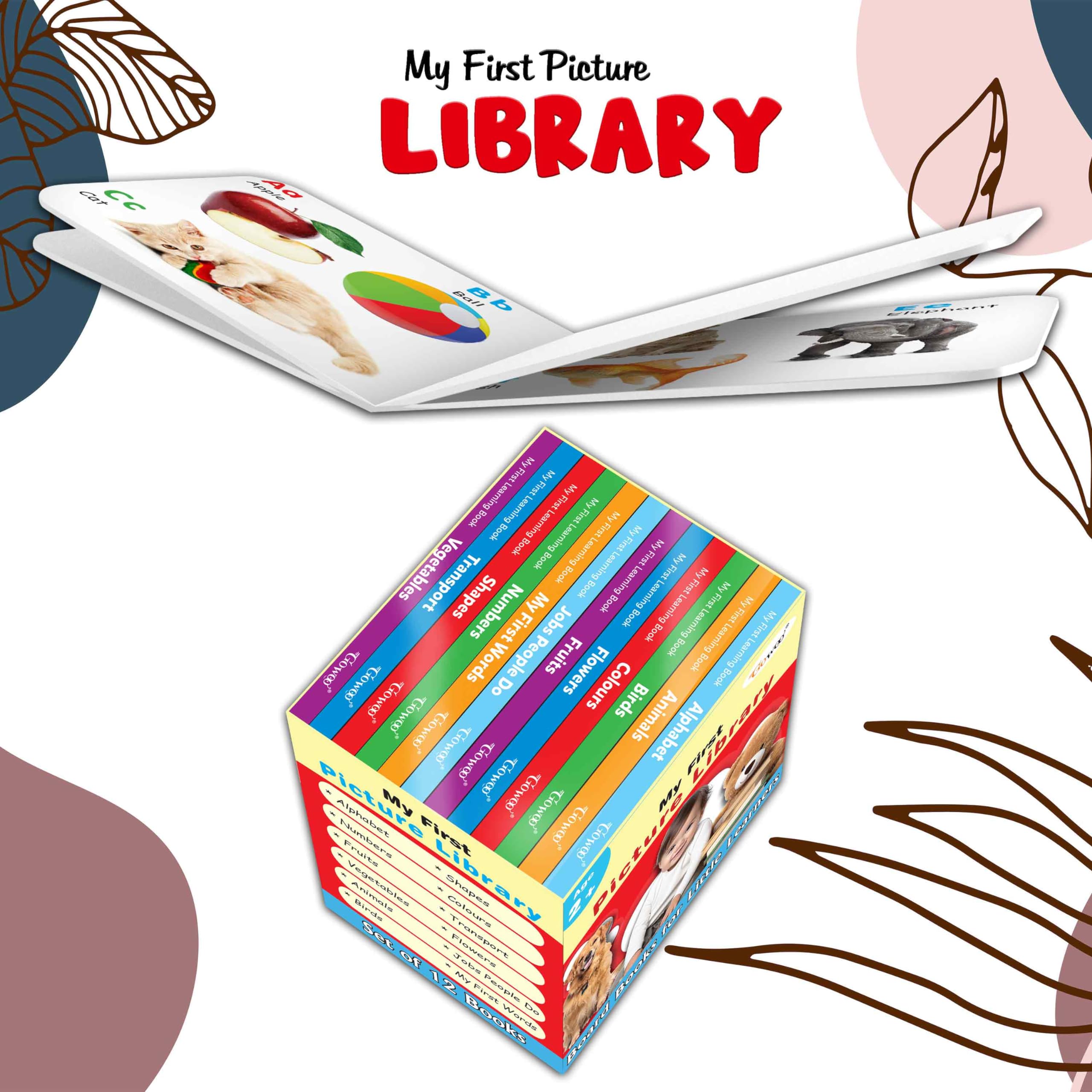 My First Mini Learning Library Set For Kids (Red Edition) : Collection Of Early Learning Board Books, My First Mini Library, Preschool Kids Book, 12 Learning Books For Kids
