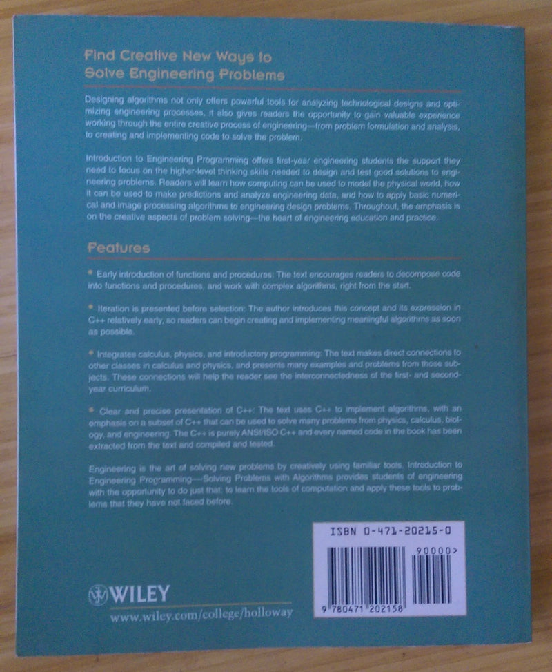 Introduction to Engineering Programming: Solving Problems with Algorithms,Used