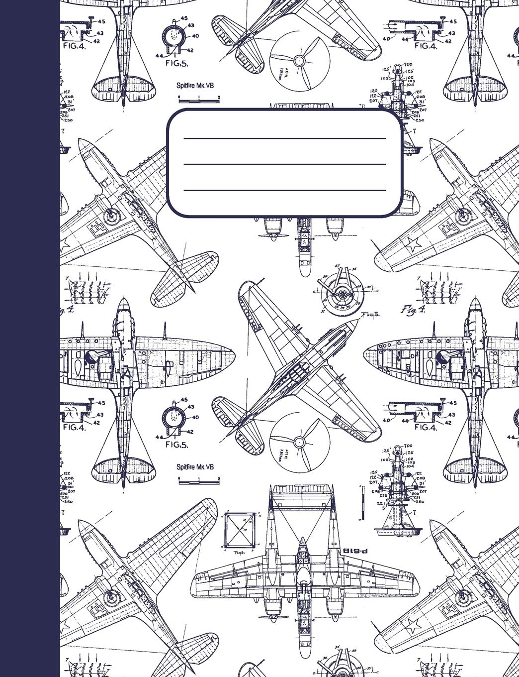 Airplane Drawings: College Rule Composition Notebook 120 pages for Aviation Enthusiasts,Used