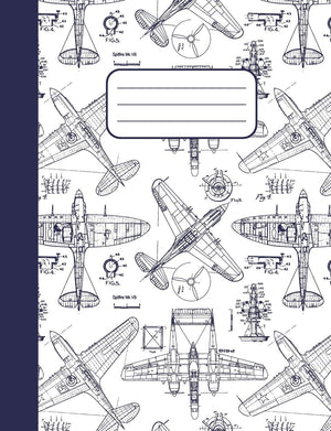 Airplane Drawings: College Rule Composition Notebook 120 pages for Aviation Enthusiasts,Used