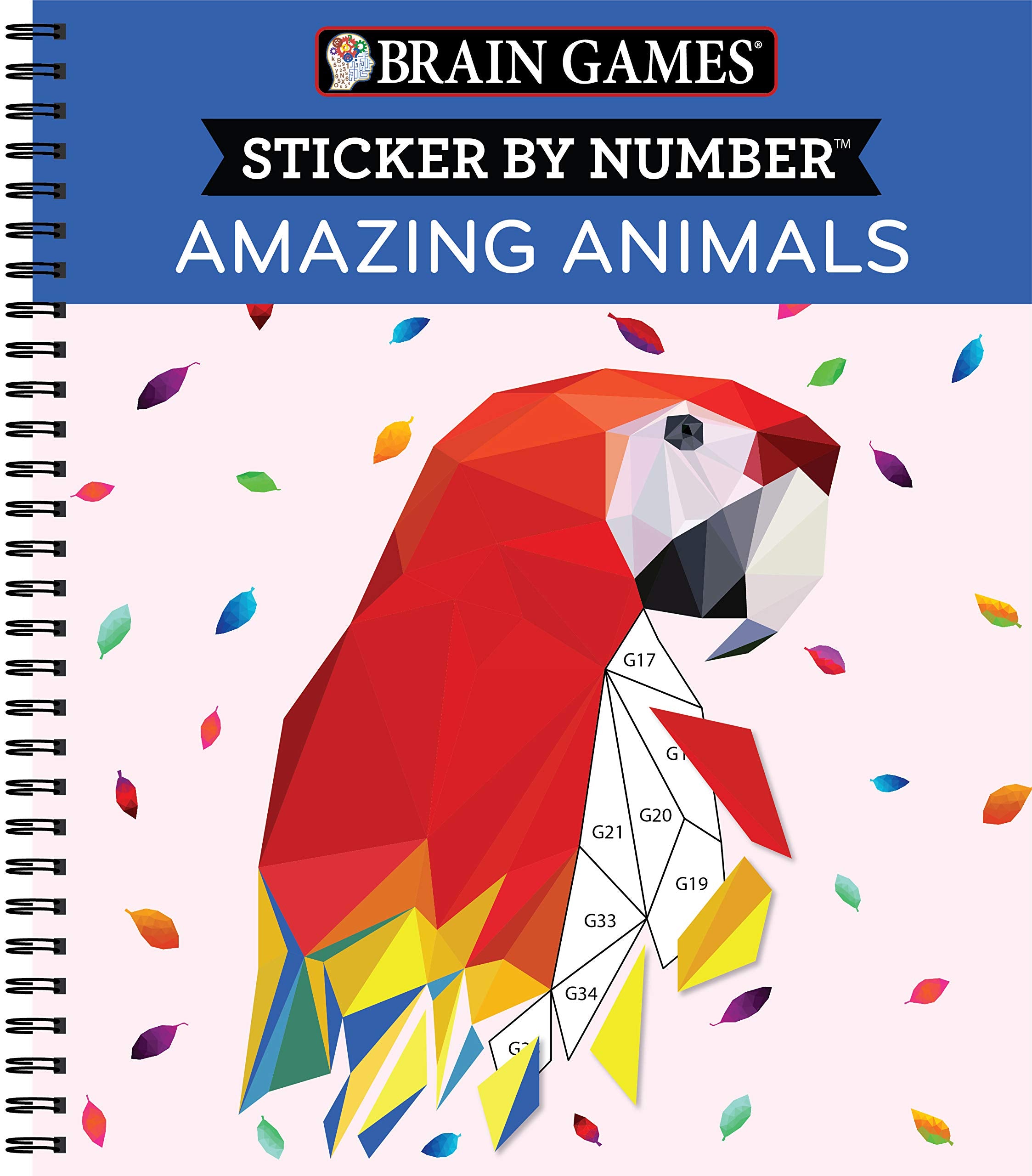 Brain Games  Sticker by Number: Amazing Animals (13 Images to Sticker)