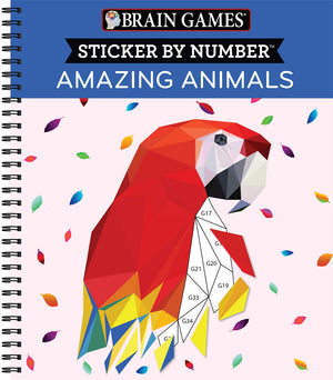 Brain Games  Sticker by Number: Amazing Animals (13 Images to Sticker)