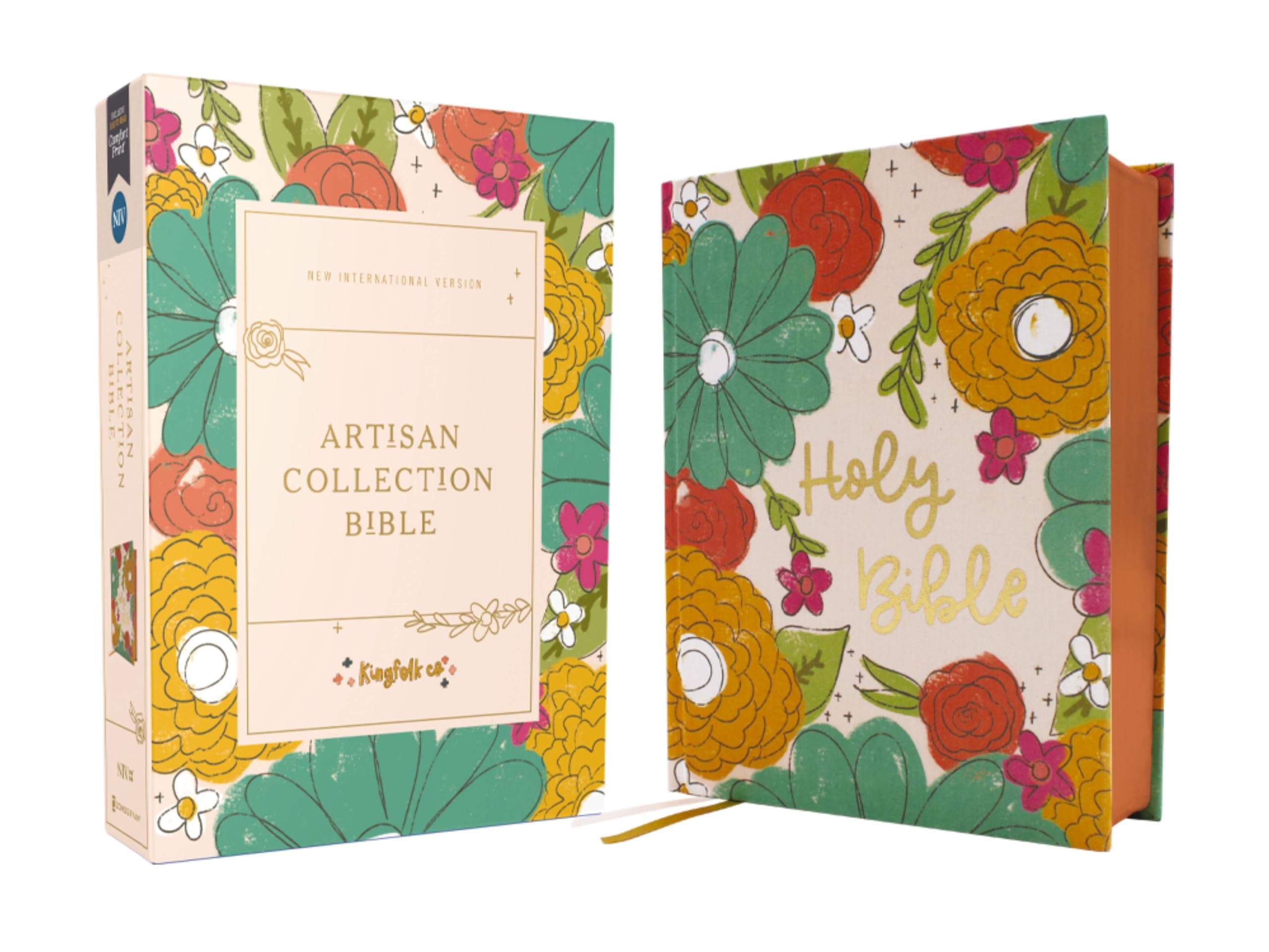 Niv, Artisan Collection Bible, Cloth Over Board, MultiColor/Floral, Red Letter, Comfort Print