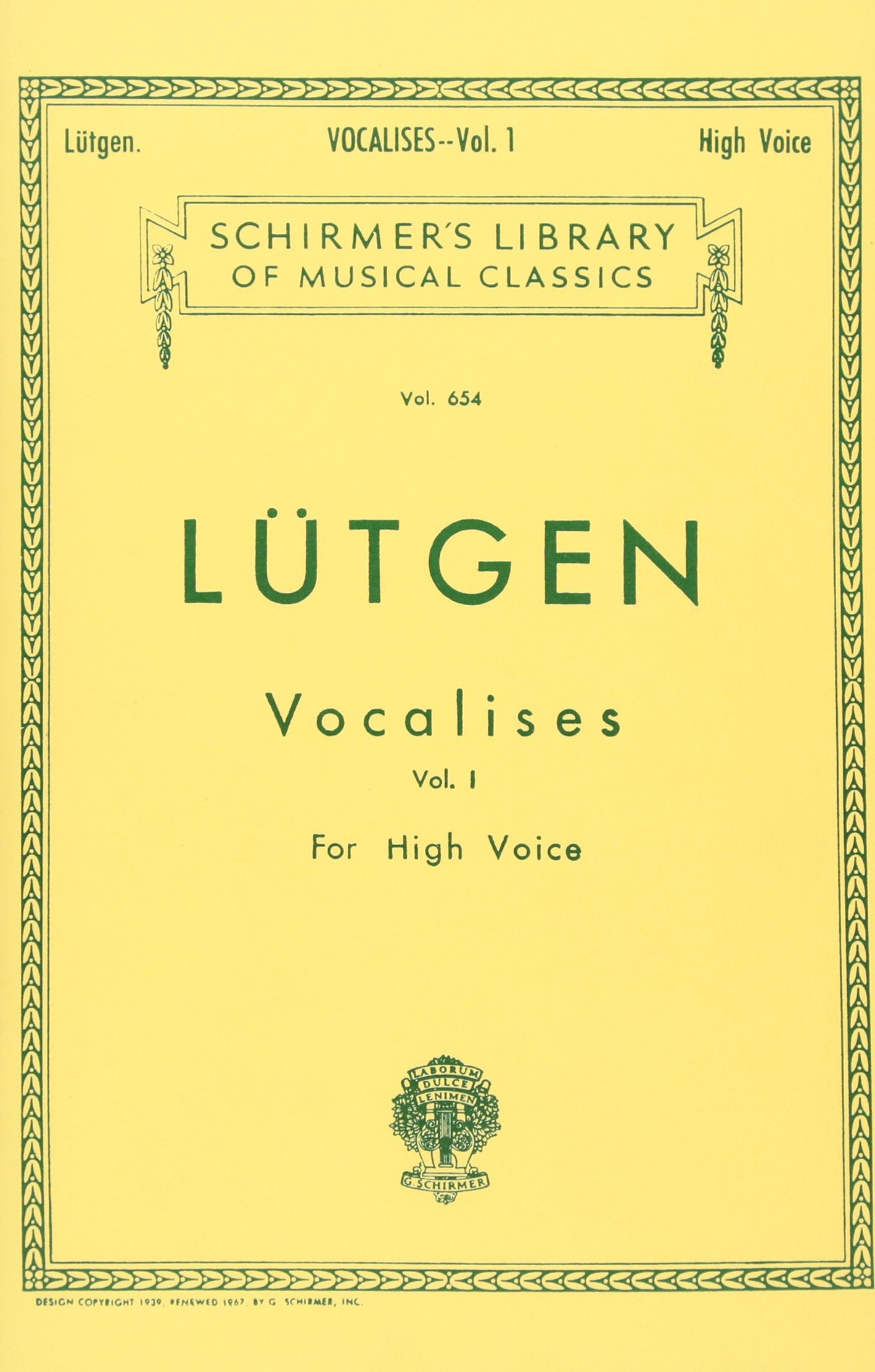 Vocalises (20 Daily Exercises)  Book I: Schirmer Library of Classics Volume 654 High Voice,Used