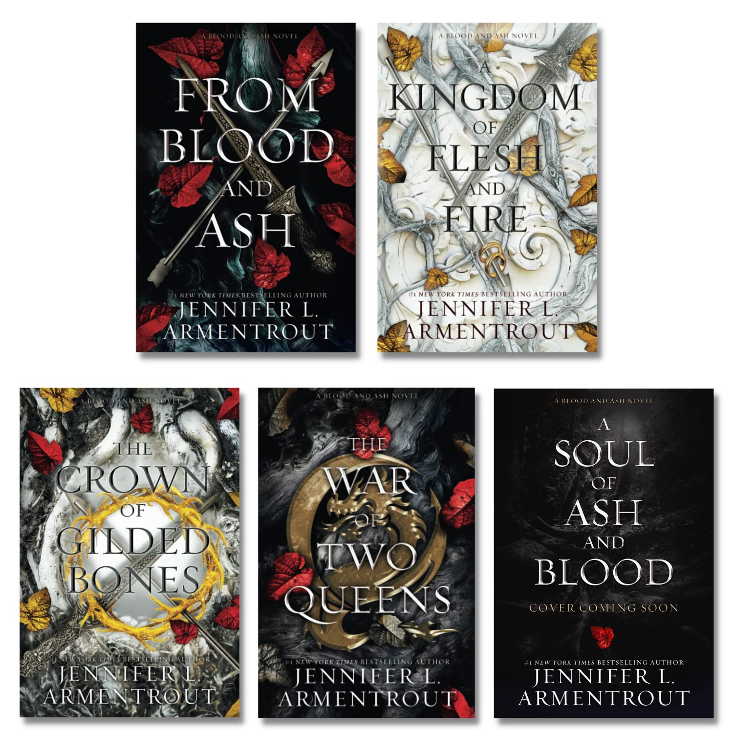 Blood And Ash Complete Series Collection Set, Books 15. From Blood And Ash, A Kingdom Of Flesh And Fire, The Crown Of Gilded Bo