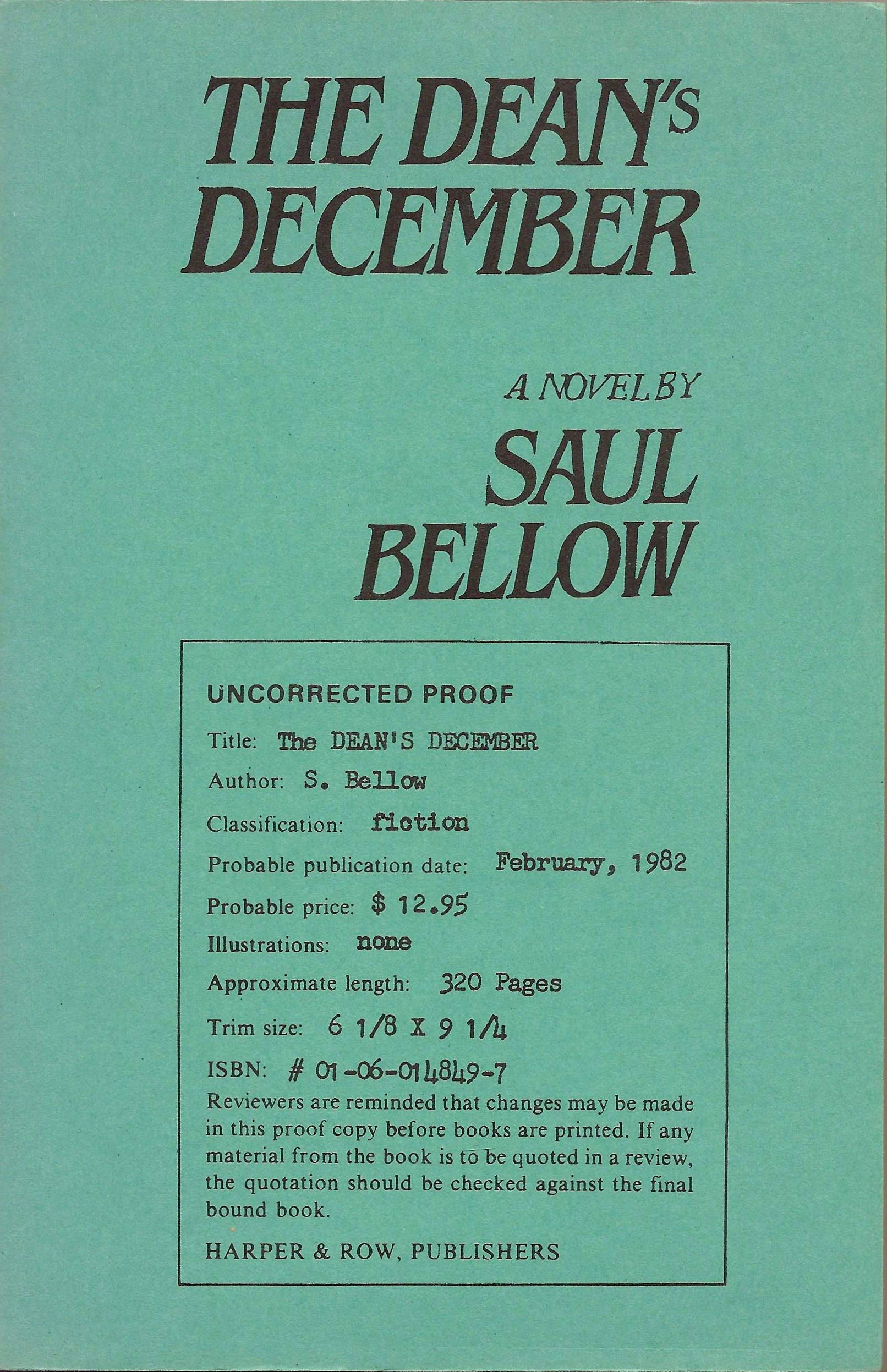 The Dean's December,Used