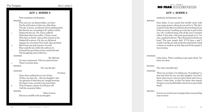The Tempest: No Fear Shakespeare SidebySide Plain English (Volume 5),Used