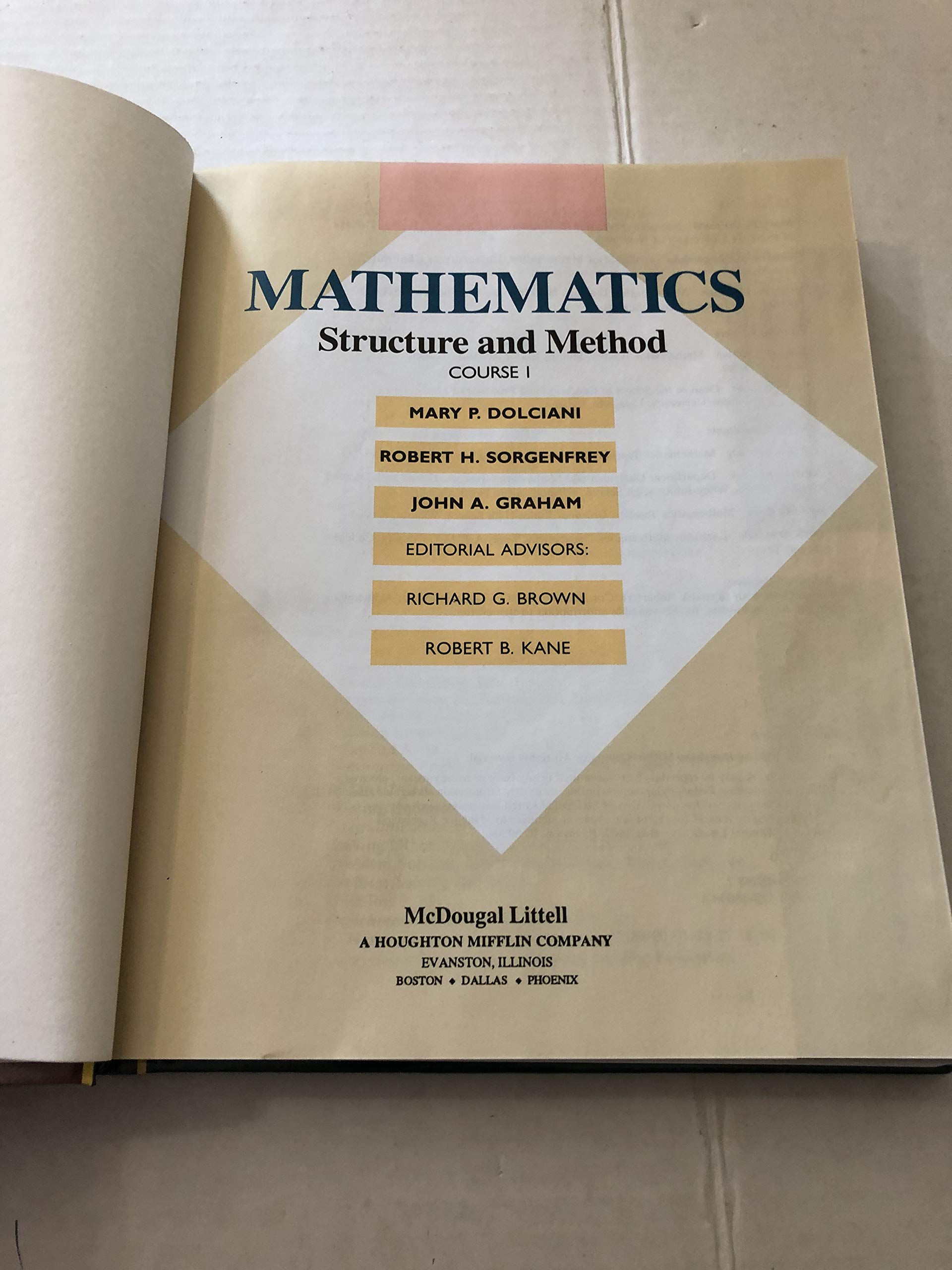 Mathematics: Structure & Method (Course 1),New