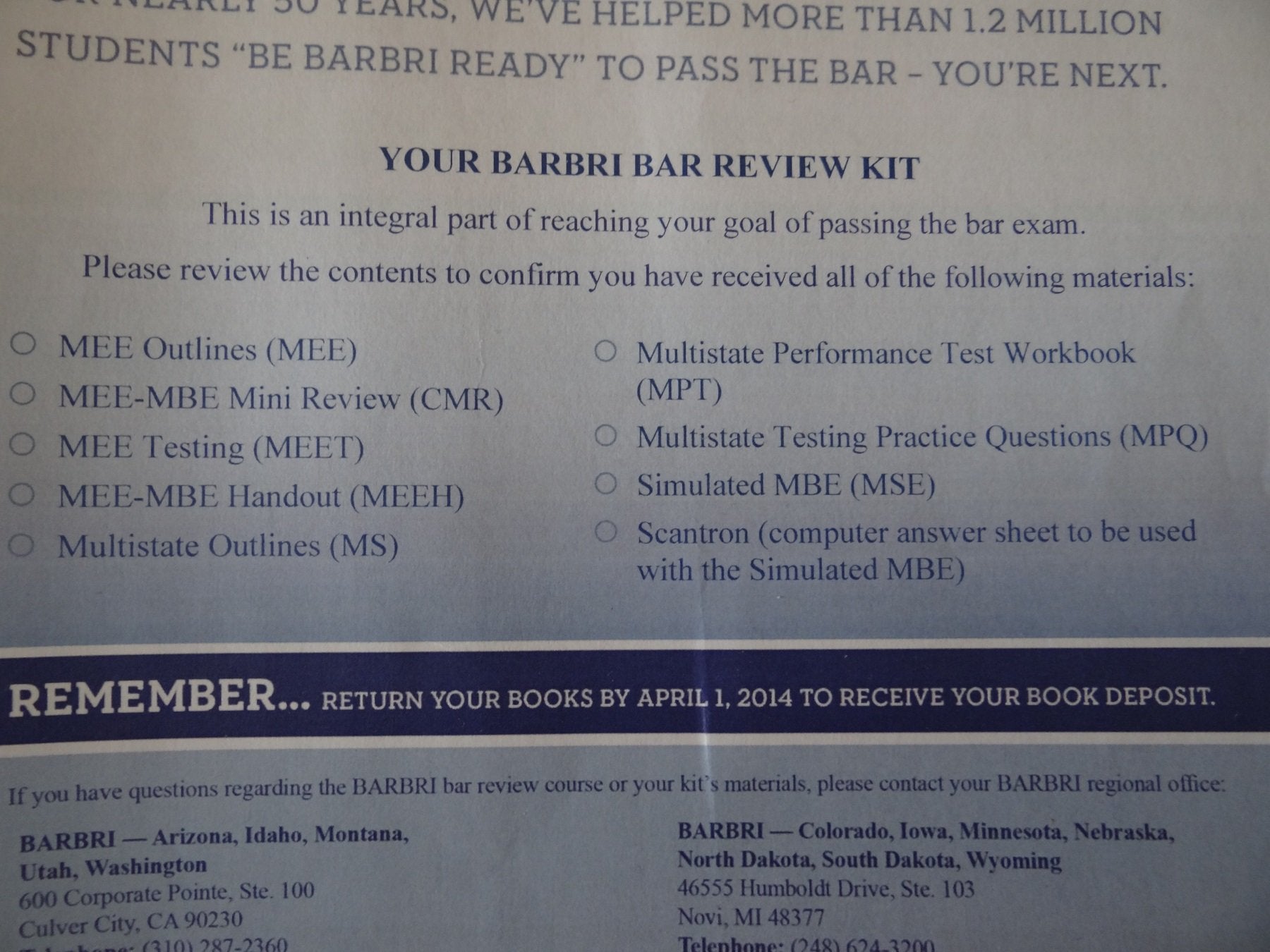 Barbri Bar Review: The Conviser Mini Review for California,Used