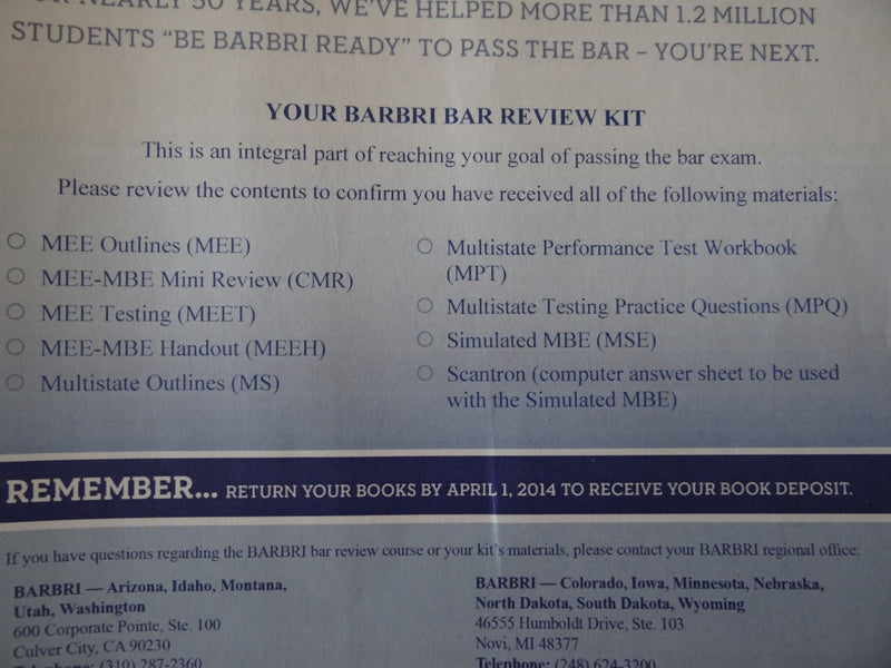 Barbri Bar Review: The Conviser Mini Review for California,Used