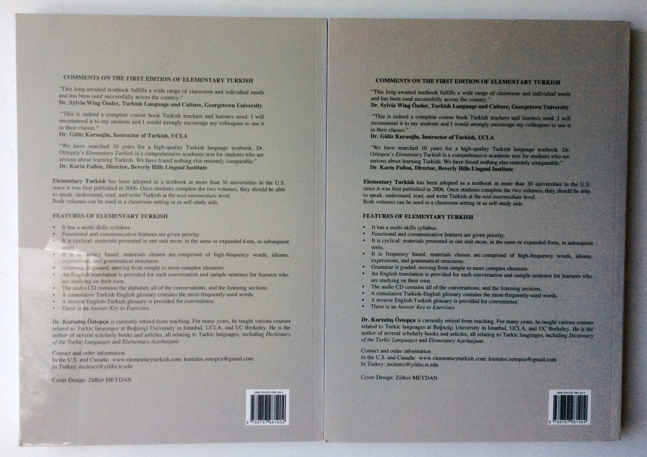 Elementary Turkish: A Complete Course for Beginners (Turk Dilleri Arastirmalari Dizisi, 43, 44),Used