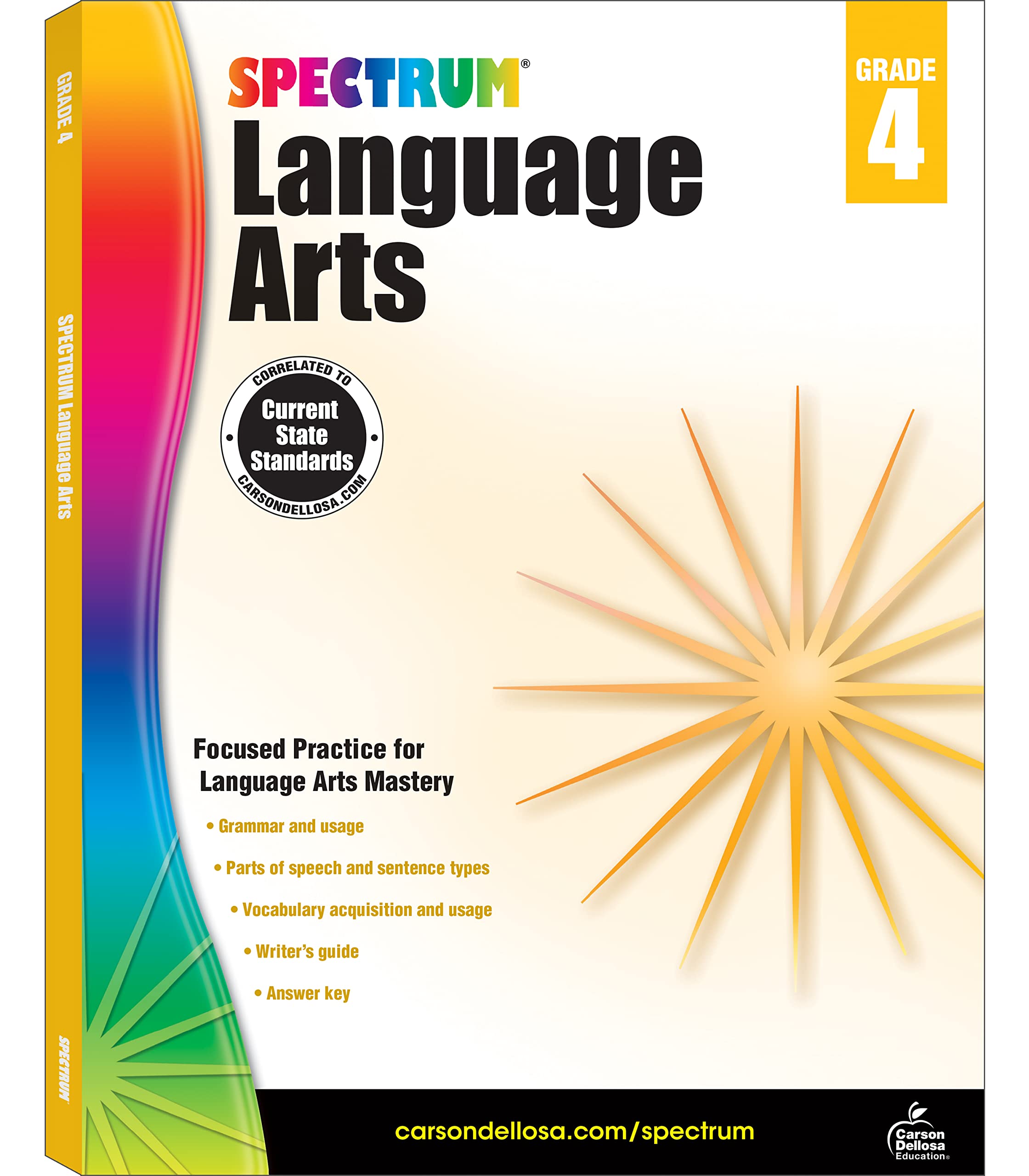 Spectrum Language Arts Grade 4, Ages 9 to 10, 4th Grade Language Arts Workbook, Vocabulary, Sentence Types, Parts of Speech, Wri,New