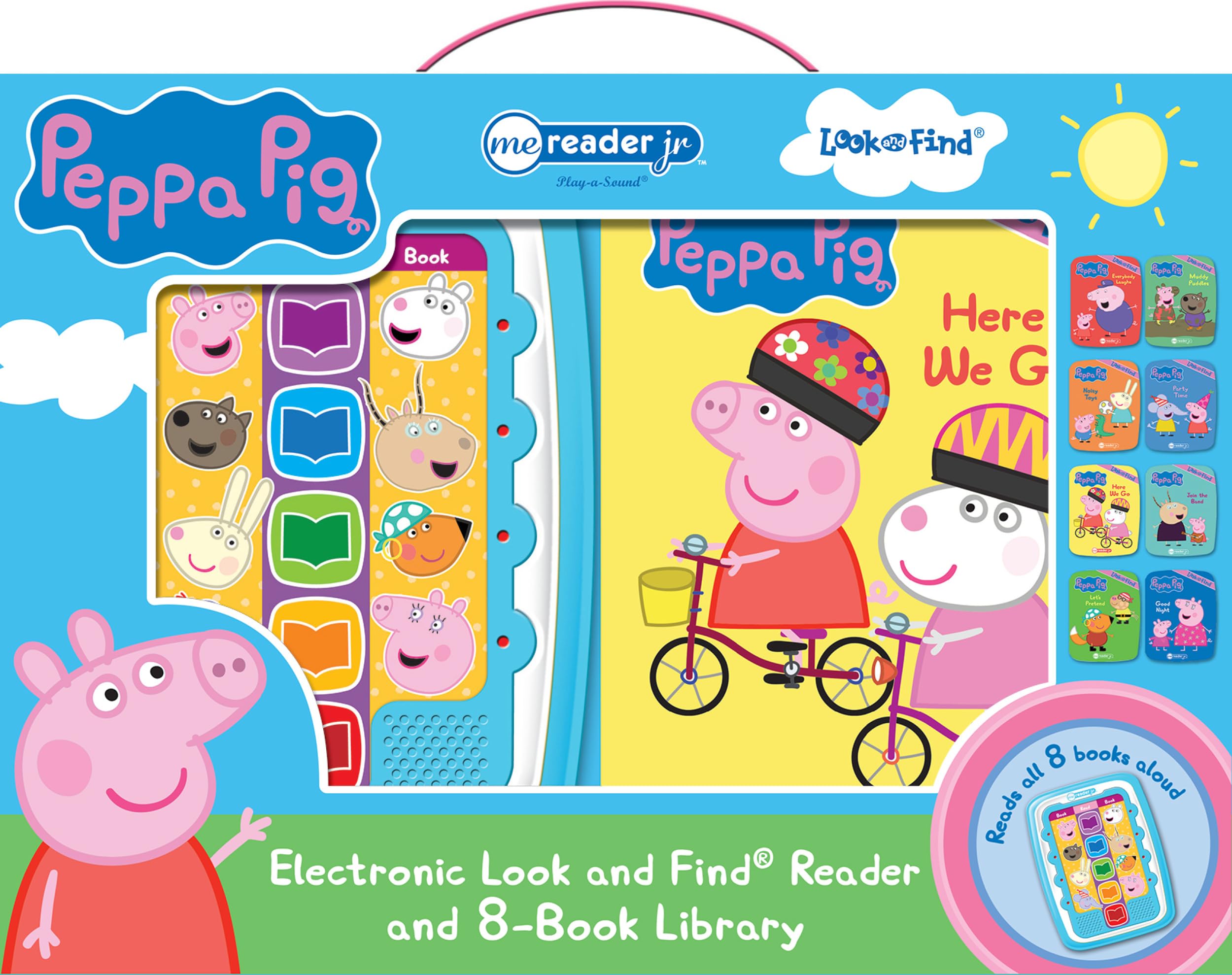 Peppa Pig  Electronic Me Reader Jr and 8 Look and Find Sound Book Library  PI Kids,Used
