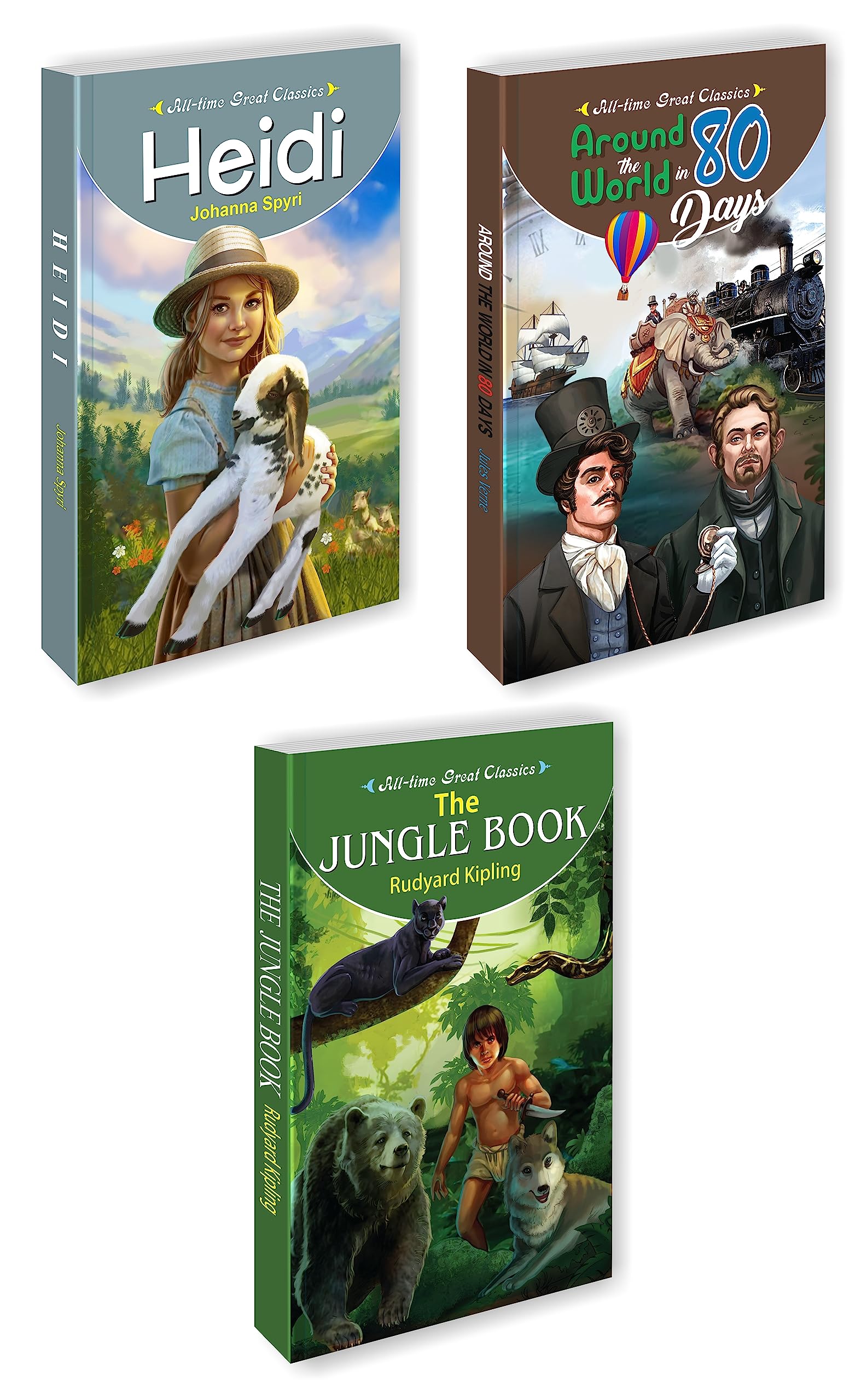 3 All Time Great Classics (Heidi, Around The World In 80 Days, The Jungle Book)
