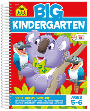 School Zone  Big Kindergarten Workbook  320 Spiral Pages, Ages 5 To 6, Early Reading And Writing, Numbers 020, Basic Math, Ma,New