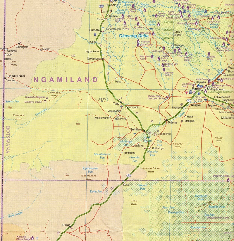 1. Botswana & Zimbabwe Travel Reference Map 1:1,5M/1:1,1M (International Travel Maps),New
