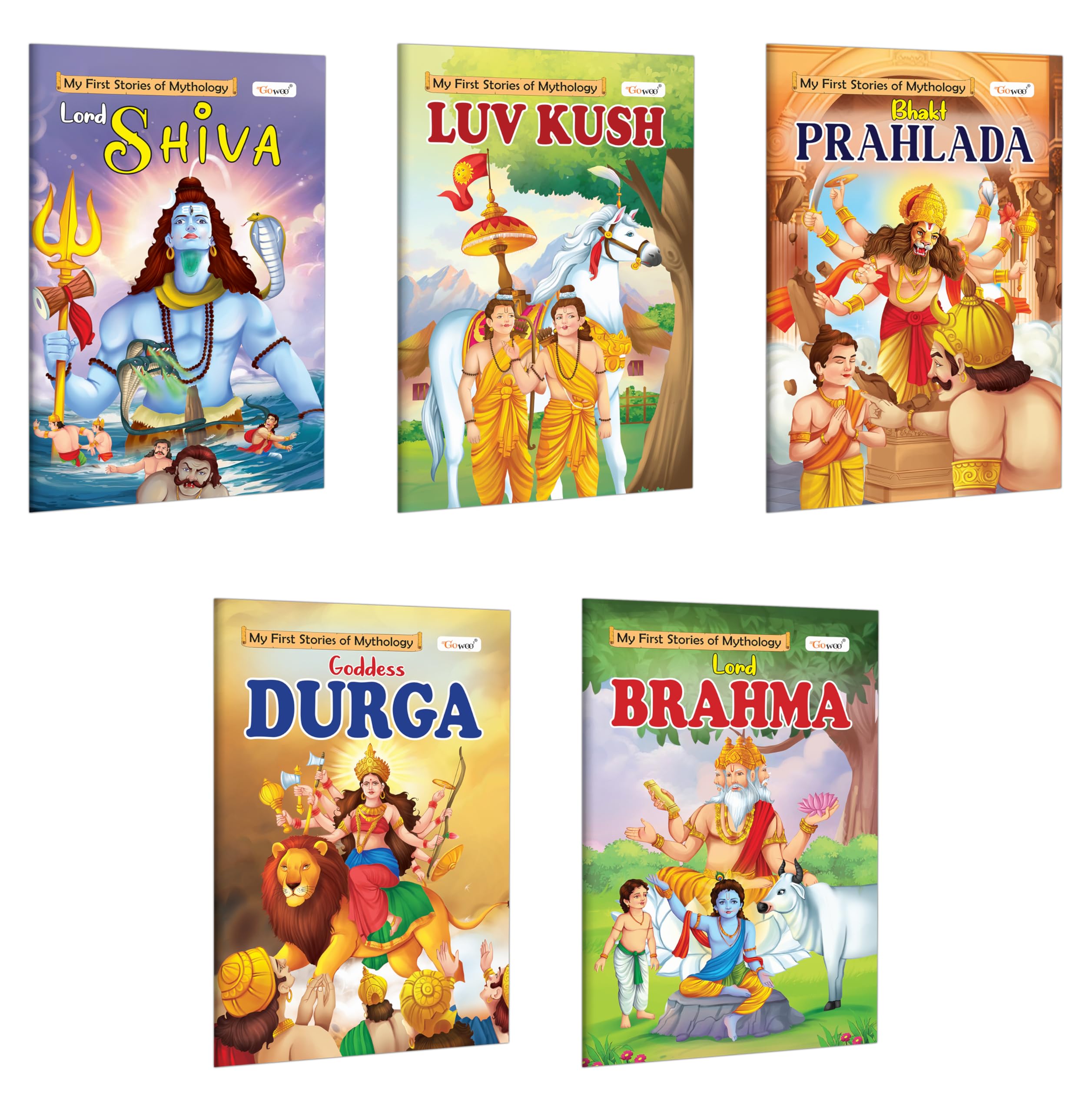 Mythology Adventure For Kids : Brahma, Durga, Luvkush, Prahlad And Shiva - ChildrenS Storybook, Toddler Mythology Books, Picture Books For Toddlers | Pack Of 5 Books