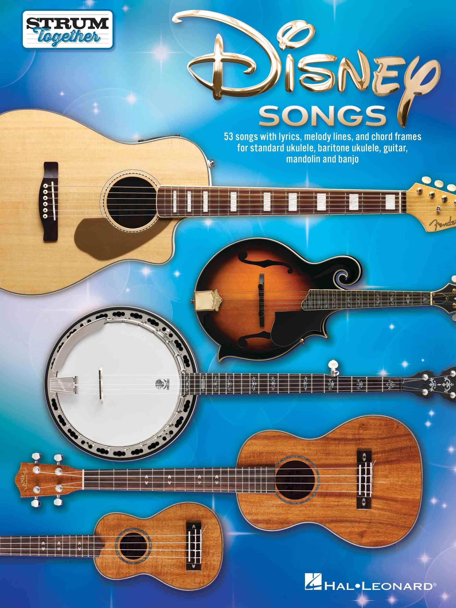 Disney Songs  Strum Together Songbook for Any Mix of Standard Ukulele, Baritone Ukulele, Guitar, Mandolin, and Banjo,New