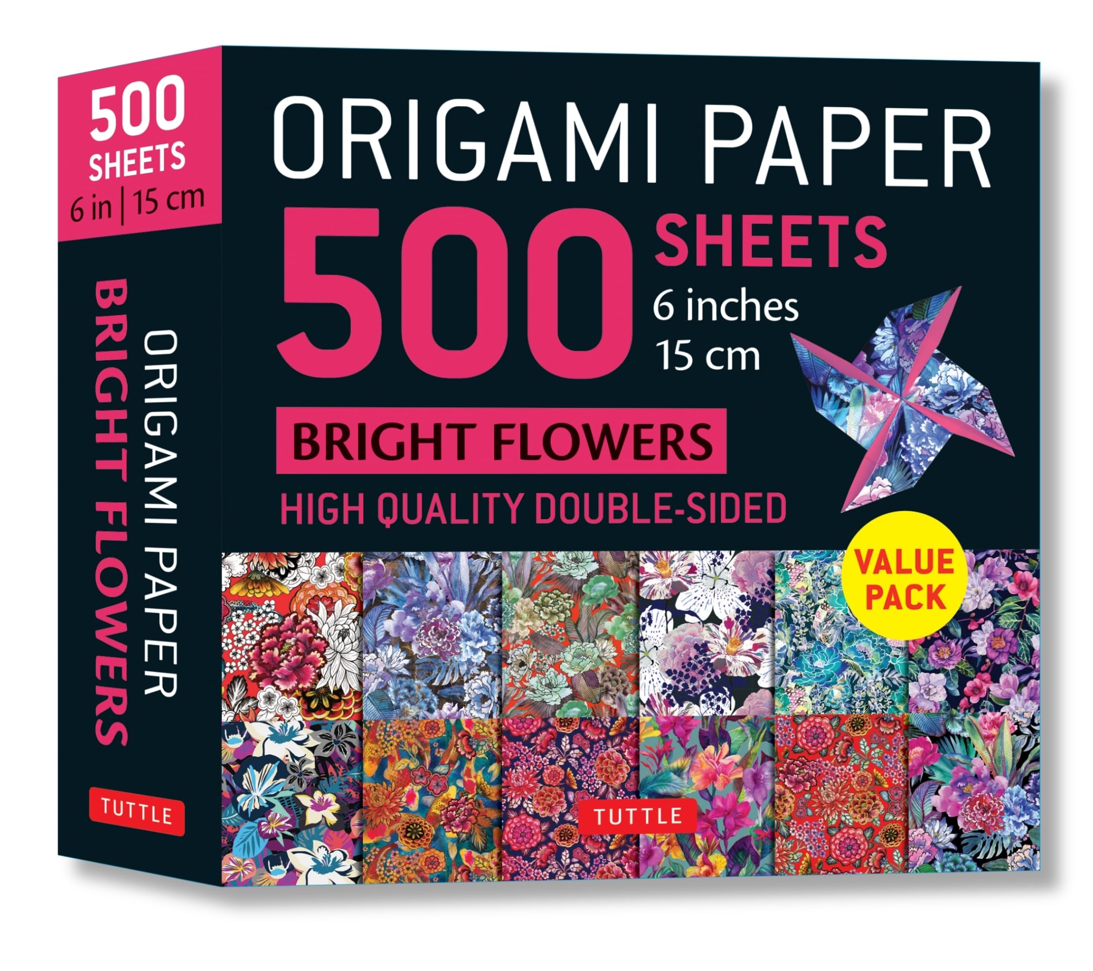 Origami Paper 500 Sheets Bright Flowers 6' (15 Cm): Doublesided Origami Sheets With 12 Punchy Floral Designs (Instructions For ,New