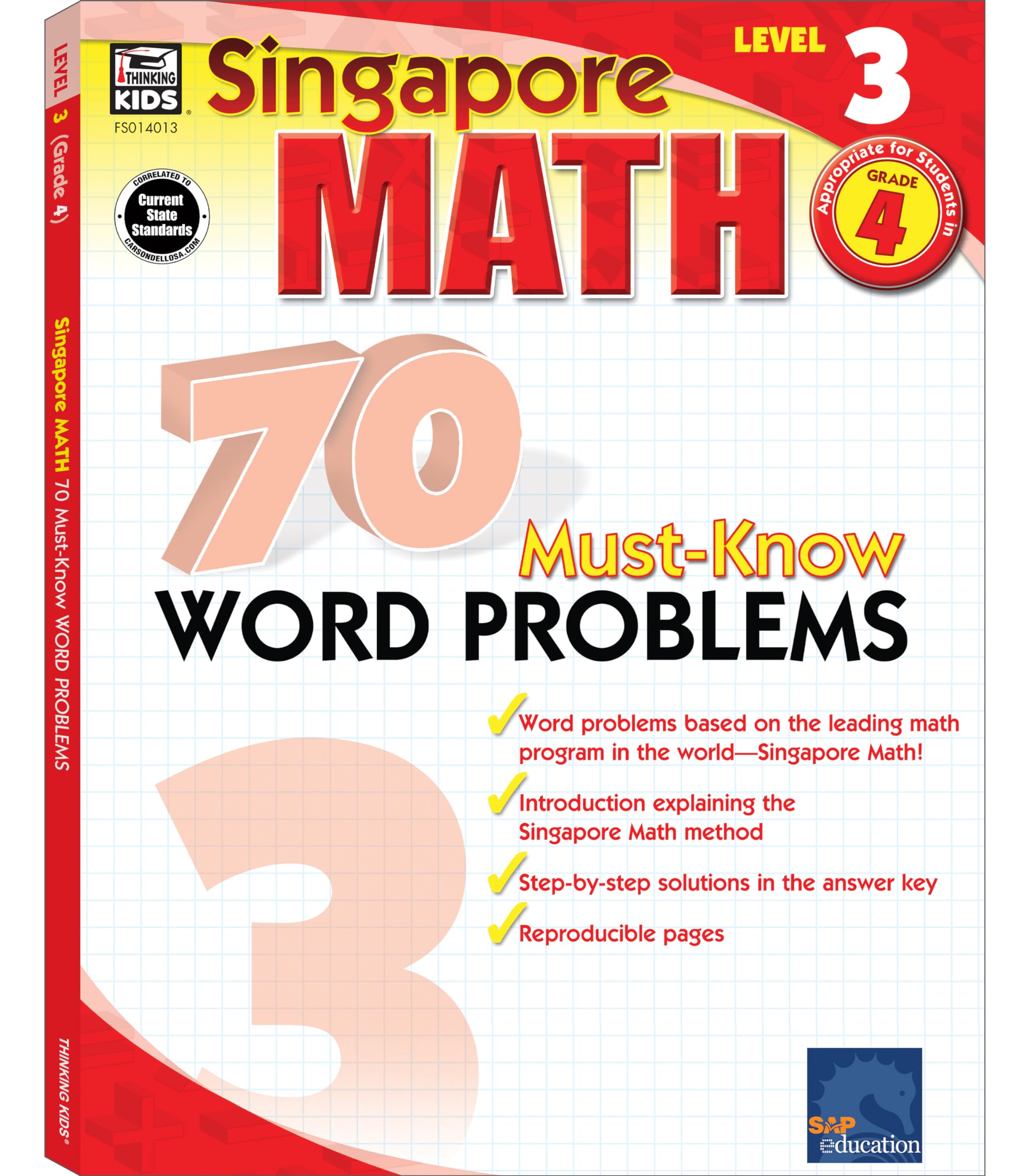 Singapore Math  70 Mustknow Word Problems Workbook For 4Th Grade Math, Paperback, Ages 910 With Answer Key (Volume 2),New