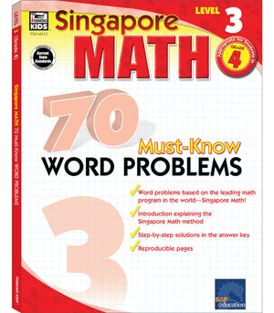 Singapore Math  70 Mustknow Word Problems Workbook For 4Th Grade Math, Paperback, Ages 910 With Answer Key (Volume 2),New