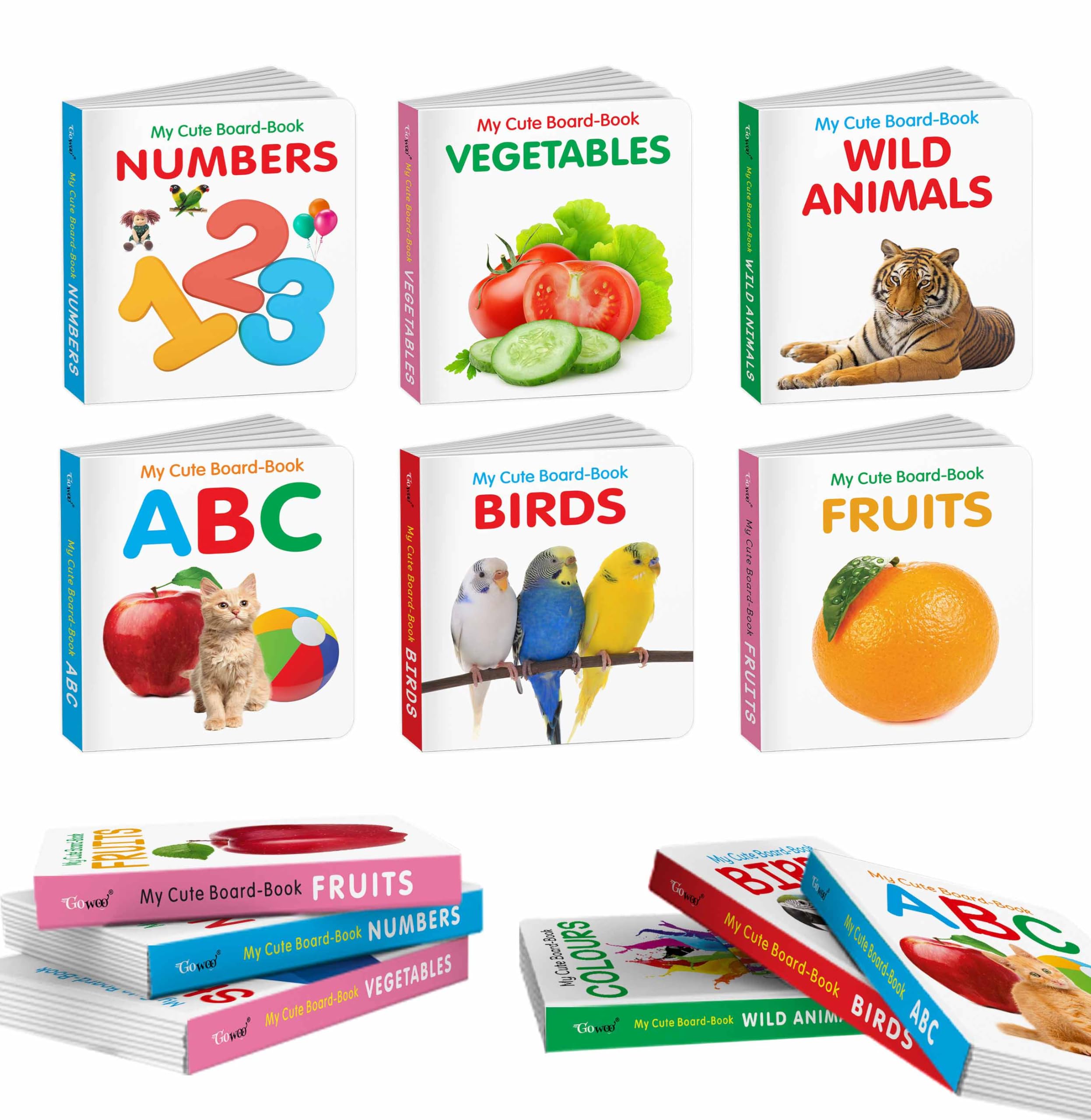 Pocket Books Set Of Abc, Numbers, Fruits, Vegetables, Wild Animals, Birds - Learning Board Book For Toddles, Baby Board Books, First Library Books For Babies | Pack Of 6 Books