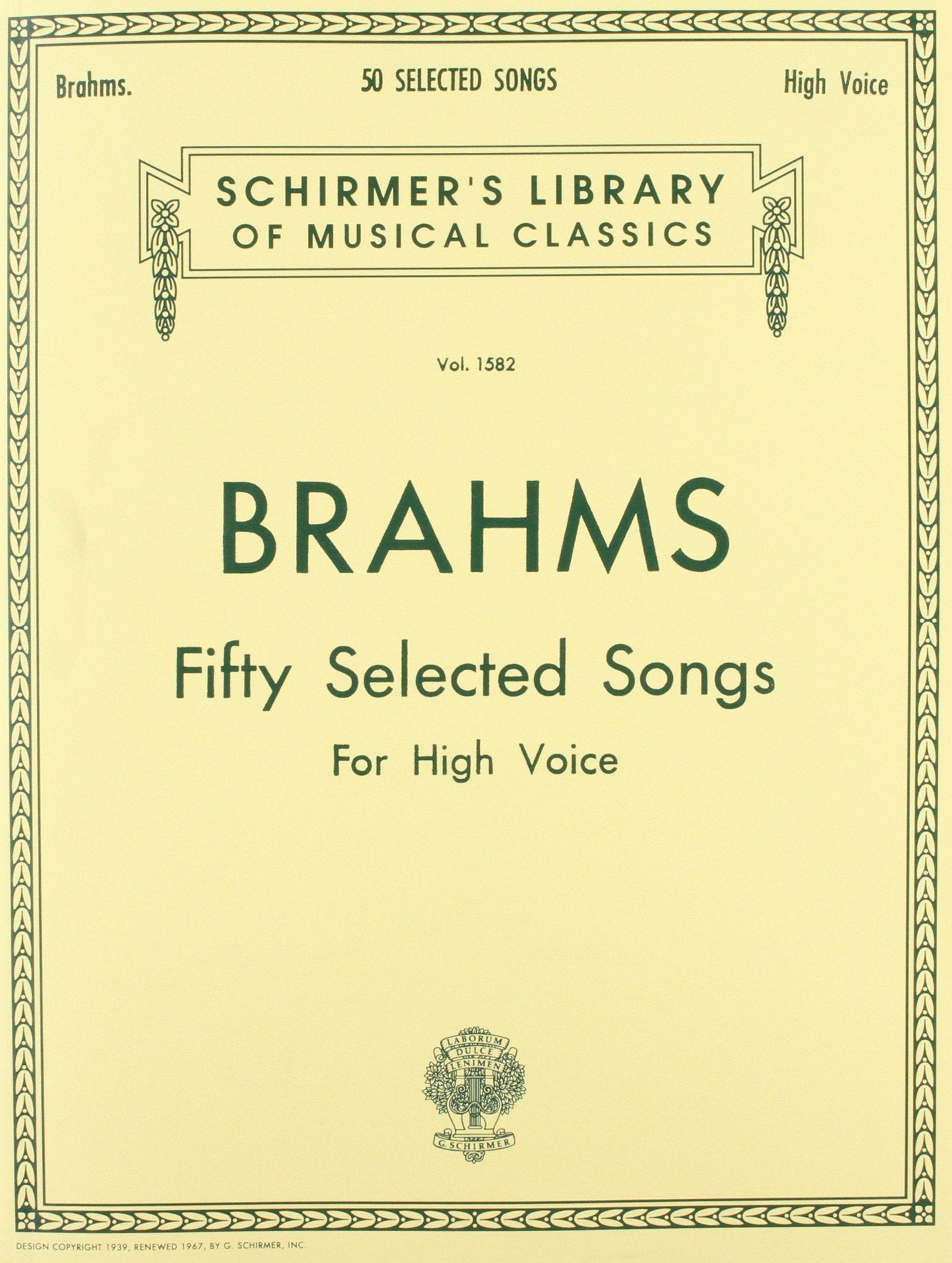 50 Selected Songs: High Voice (Schirmer's Library of Musical Classics, Vol 1582),New