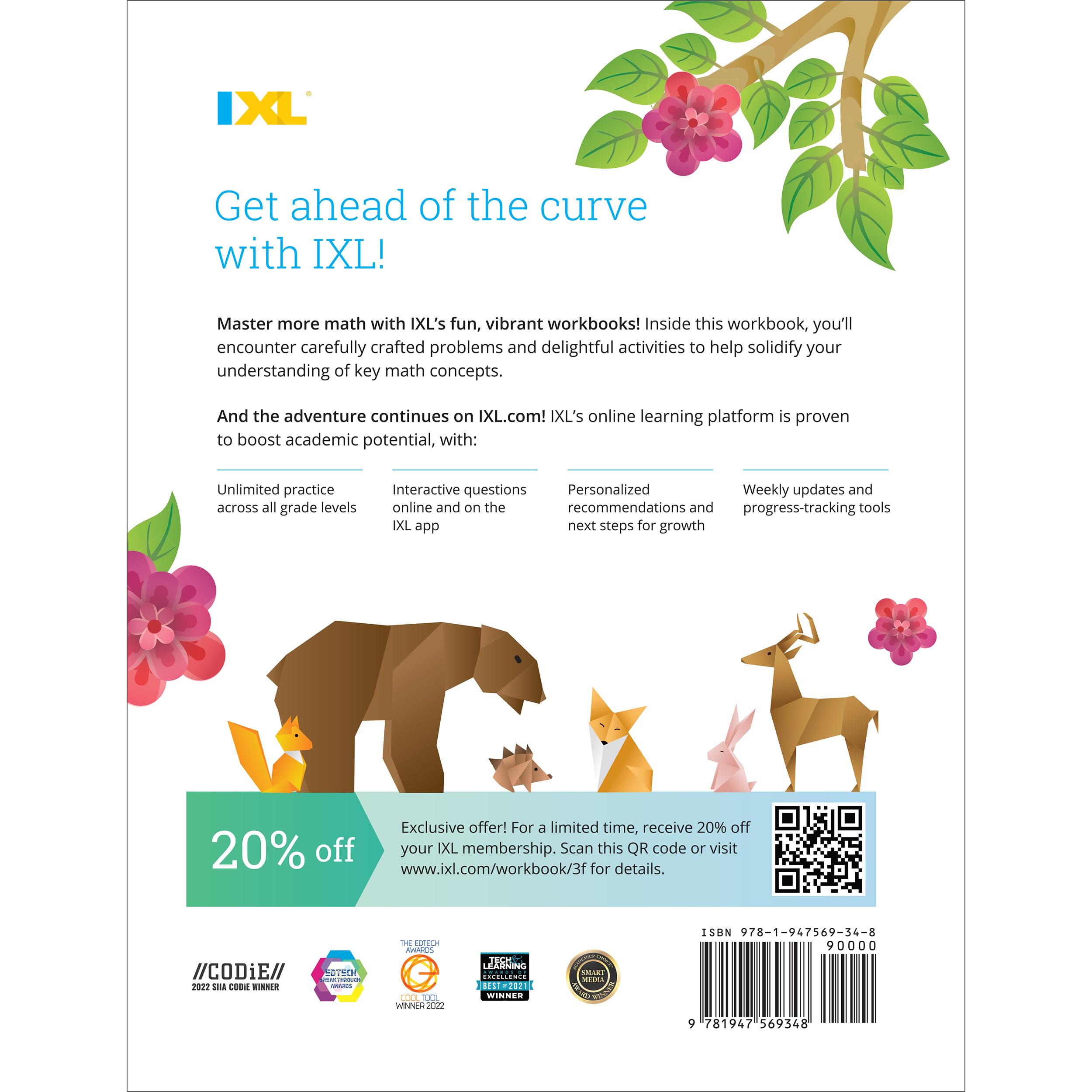 IXL Fractions 3rd Grade Math Workbook, Mathematics Book for Kids Ages 89 Covering Addition, Subtraction, Multiplication, Divisi,New