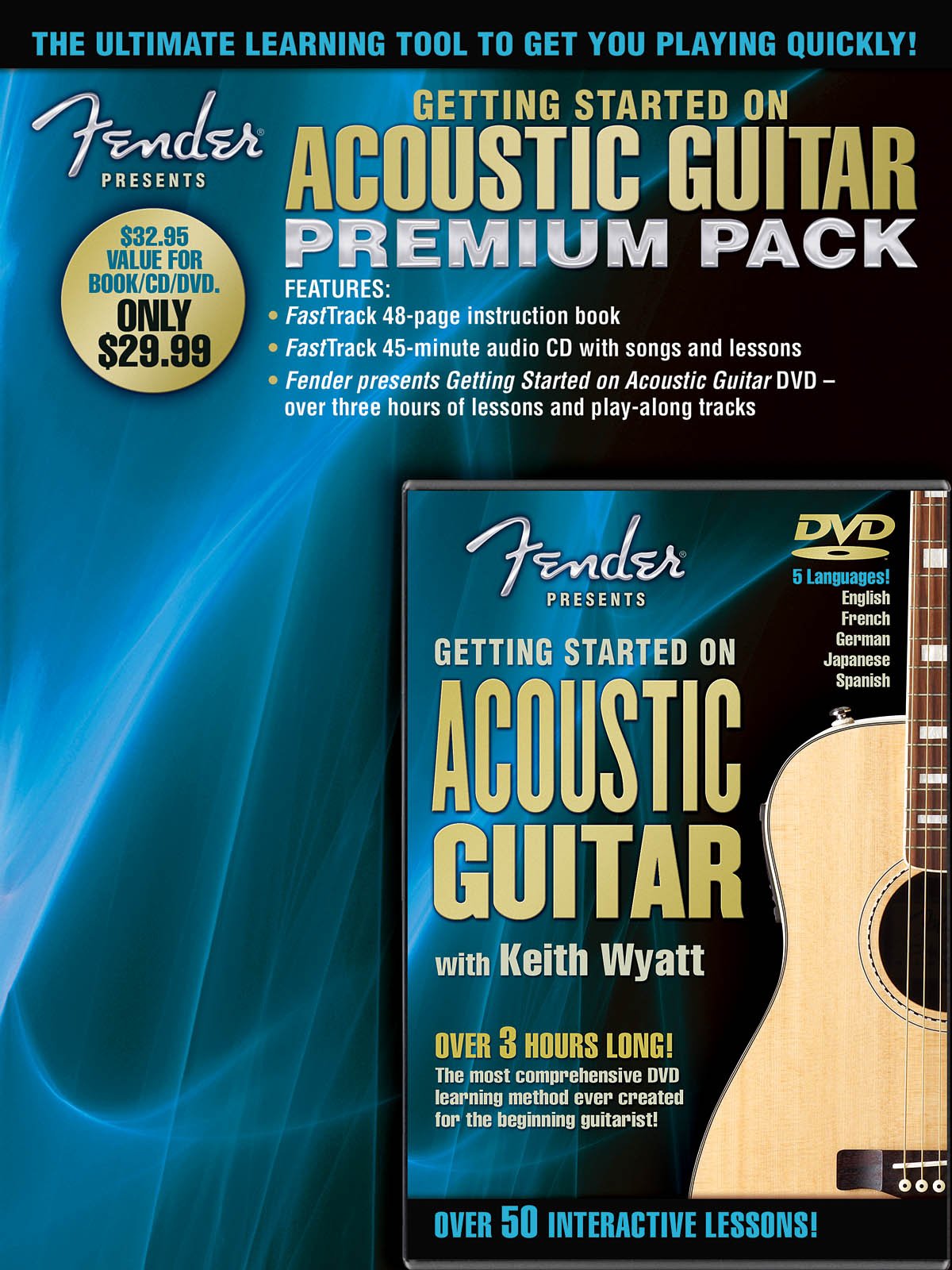 Fender Presents Getting Started On Acoustic Guitar  Premium Pack,Used