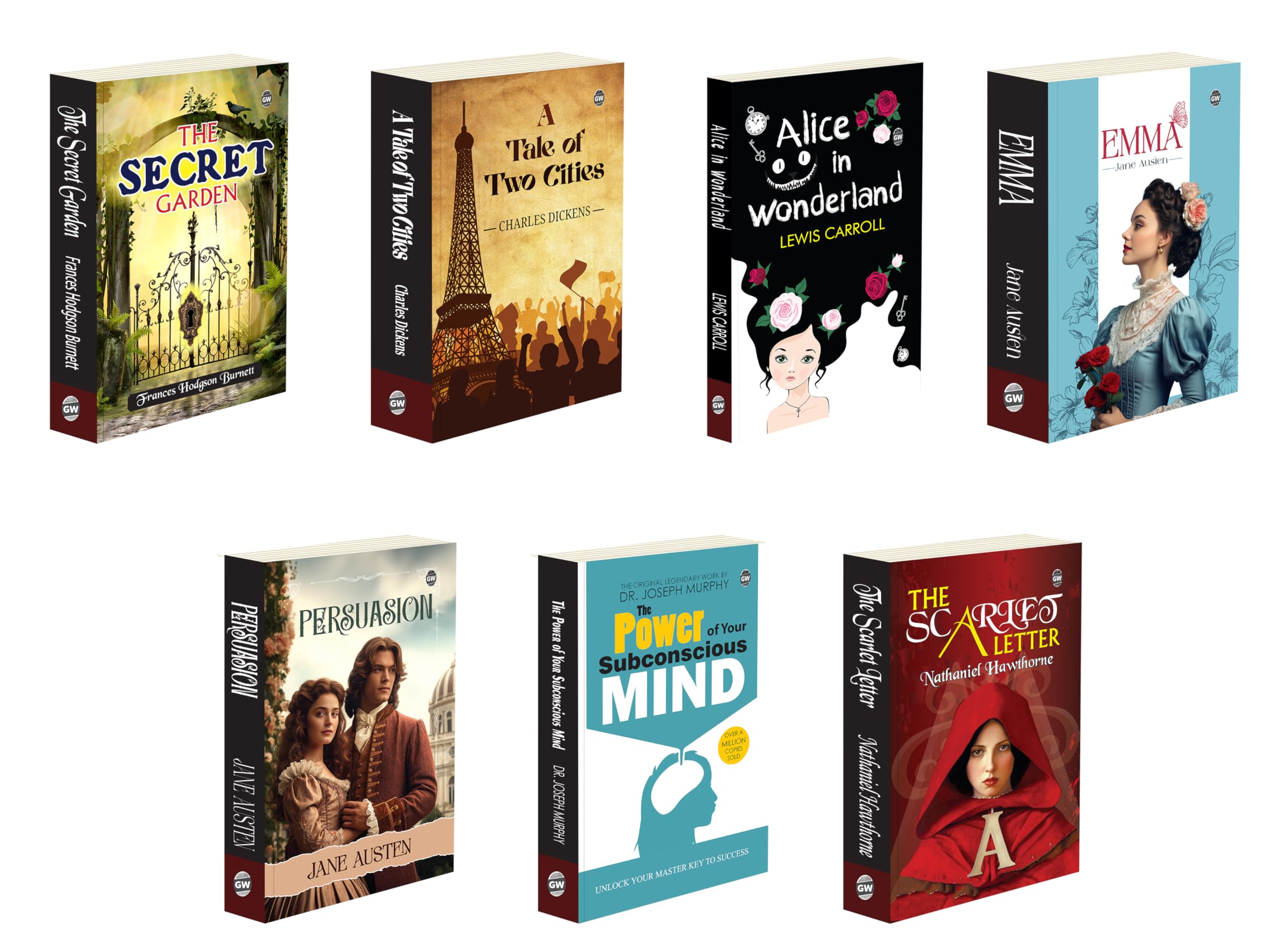 Persuasion, Emma, A Tale Of Two Cities, The Scarlet Letter, Alice In Wonderland And More : Classic Novels, 7 Must-Read Novels Of Romance, Adventure And Personal Growth, Philosophy & Self-Growth Set