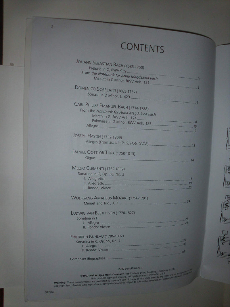 GP604  Piano Repertoire  Baroque & Classical  Level 4,New