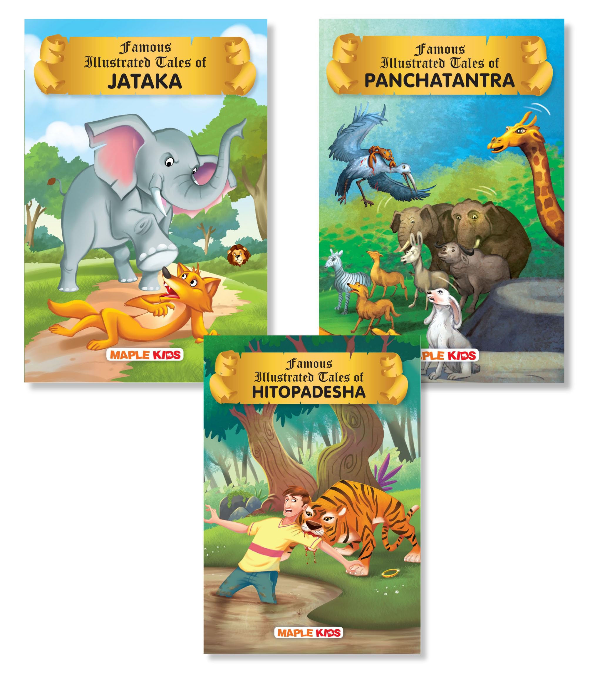 Story Books For Kids - Jataka, Panchatantra And Hitopadesha (Set Of 3 Books) - Moral Stories - Bedtime Stories - English Stories For Children - Age 6+