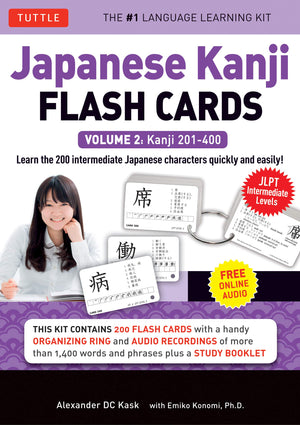 Japanese Kanji Flash Cards Kit Volume 2: Kanji 201400: JLPT Intermediate Level: Learn 200 Japanese Characters with Native Speak,New