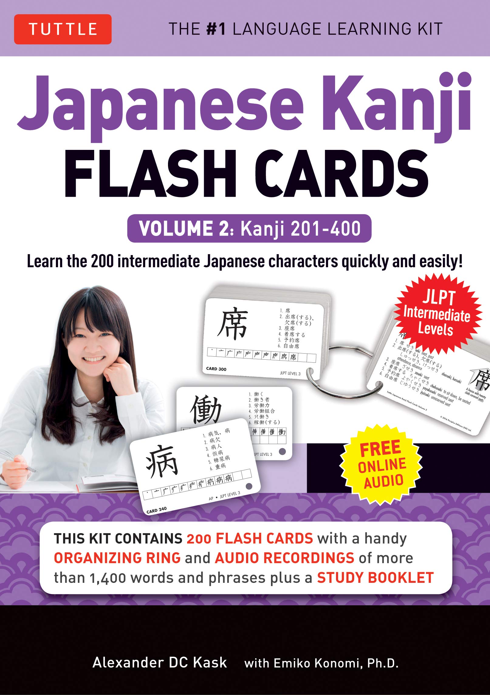 Japanese Kanji Flash Cards Kit Volume 2: Kanji 201400: JLPT Intermediate Level: Learn 200 Japanese Characters with Native Speak,Used