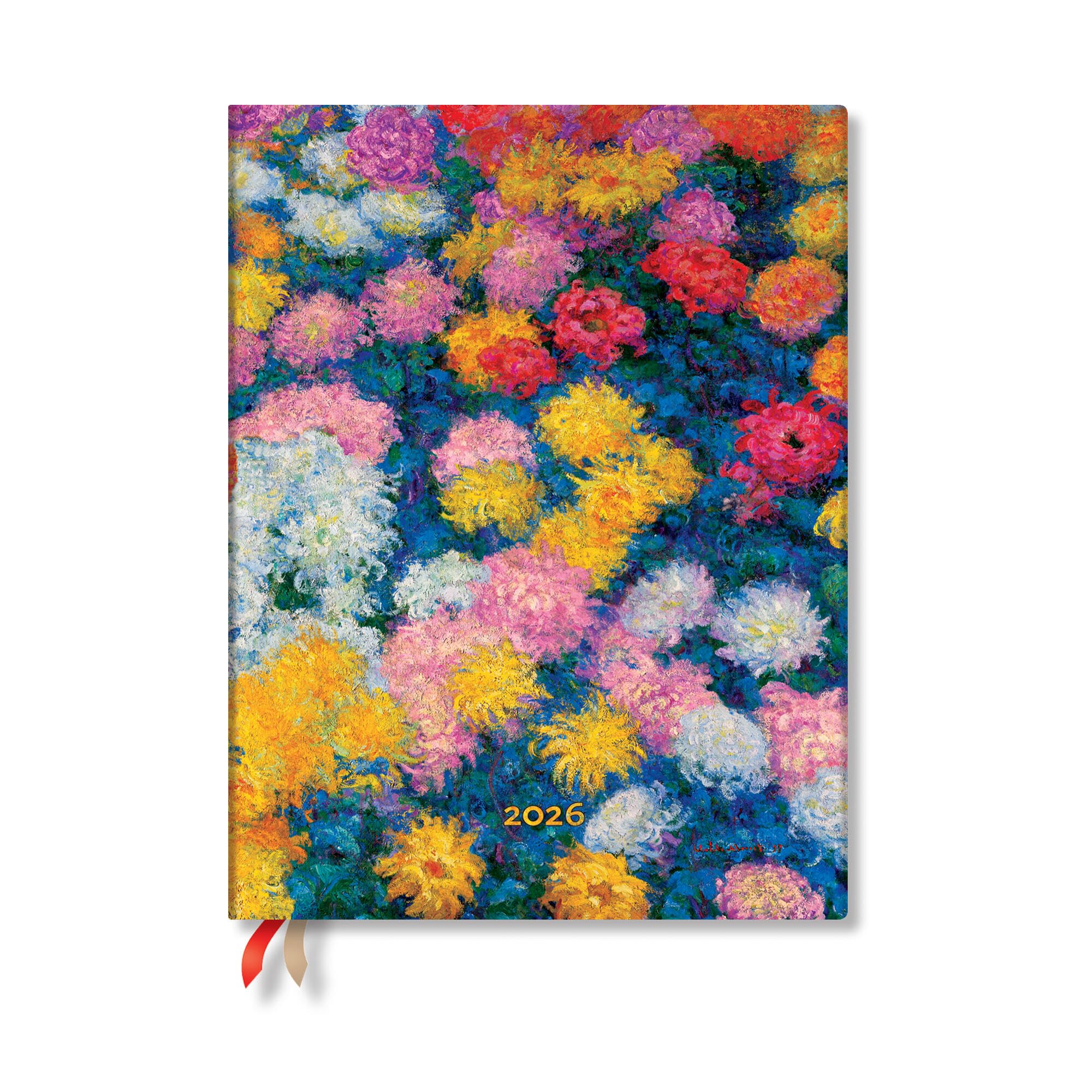 Paperblanks | 2026 MonetS Chrysanthemums | MonetS Chrysanthemums | 12Month Planner Flexis | Ultra | DayAtATime | Elastic