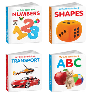 Pocket Board Book Set Of Abc, Transport, Shapes And Numbers : Educational Board Books For Babies, Preschool Educational Board Books, Learning Library For Toddlers | Pack Of 4 Books For Kids