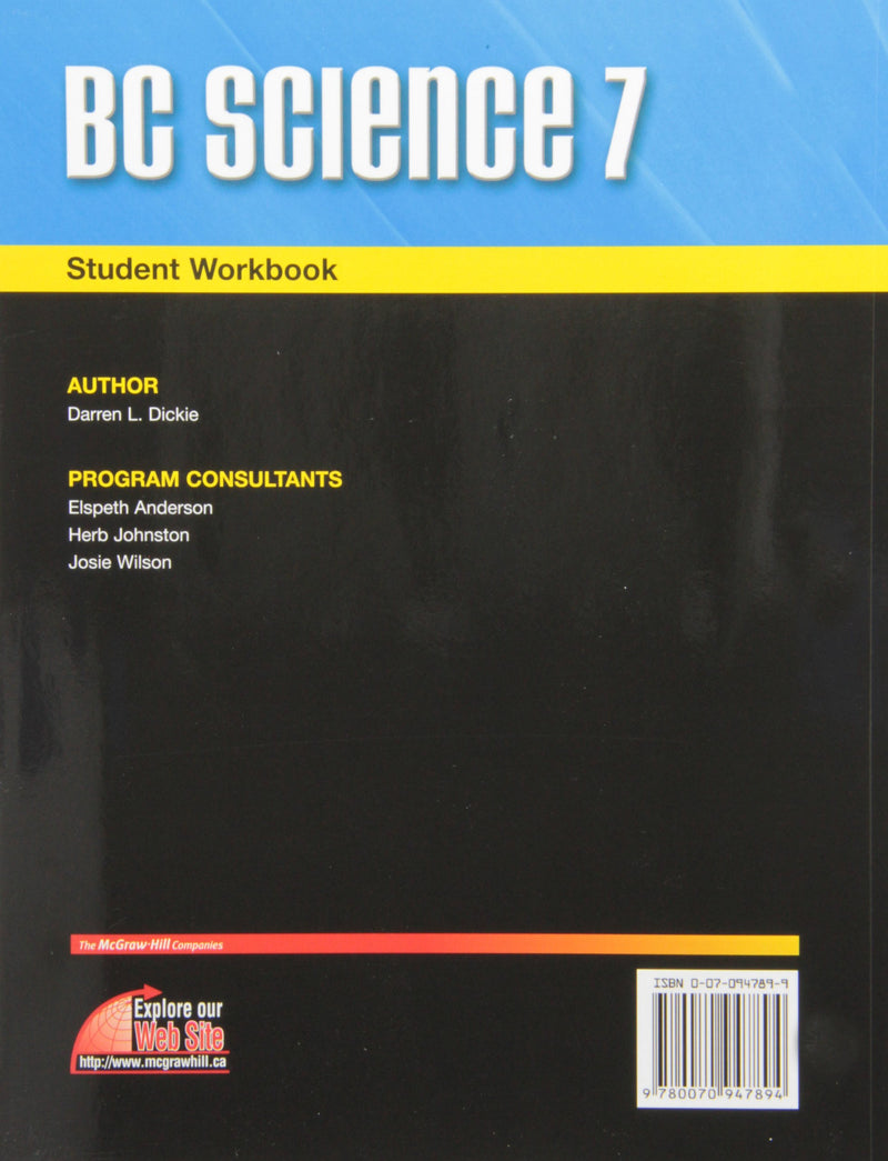 BC Science 7 Student Workbook,Used