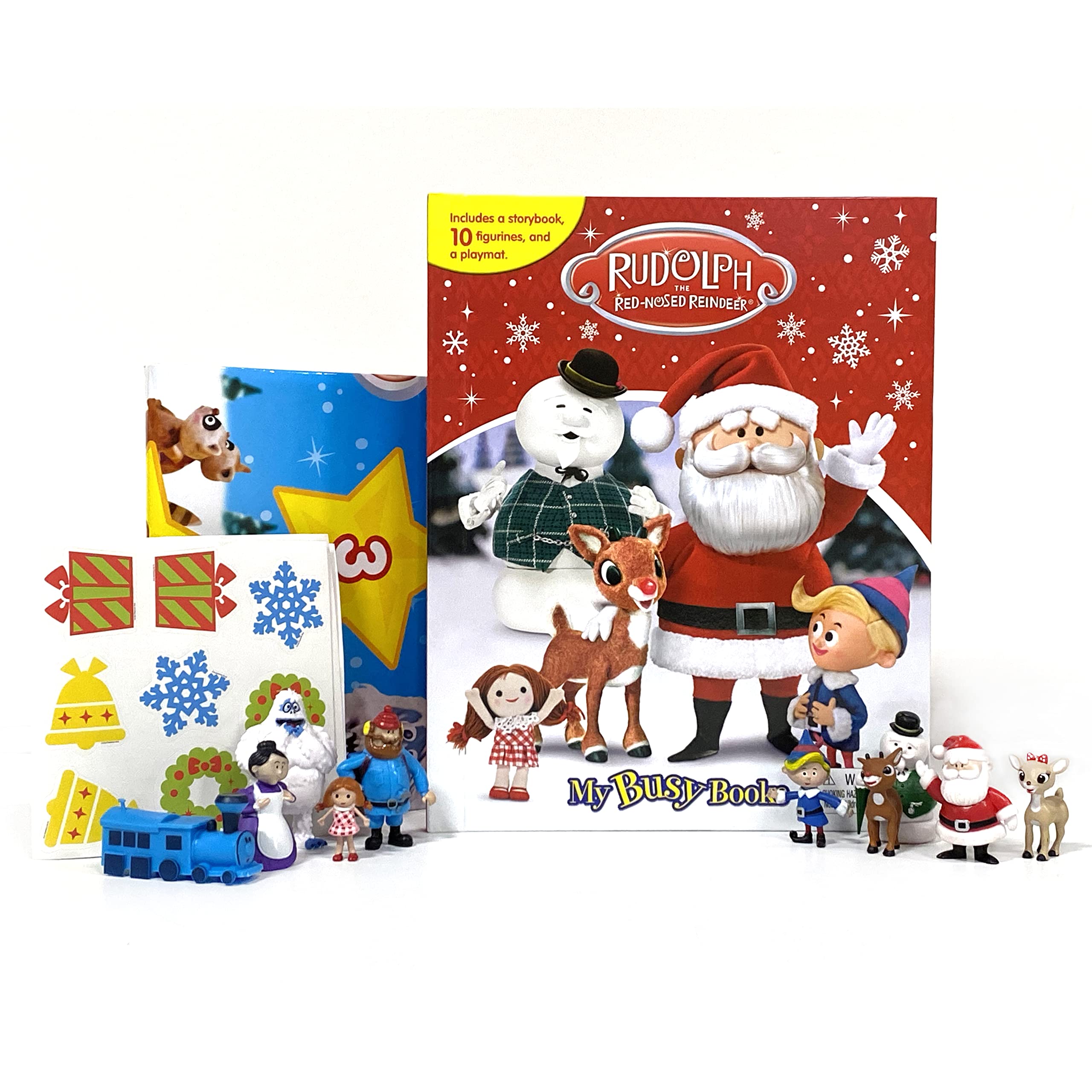 Rudolph the RedNosed Reindeer My Busy Books  Storybook, 10 figurines, playmat