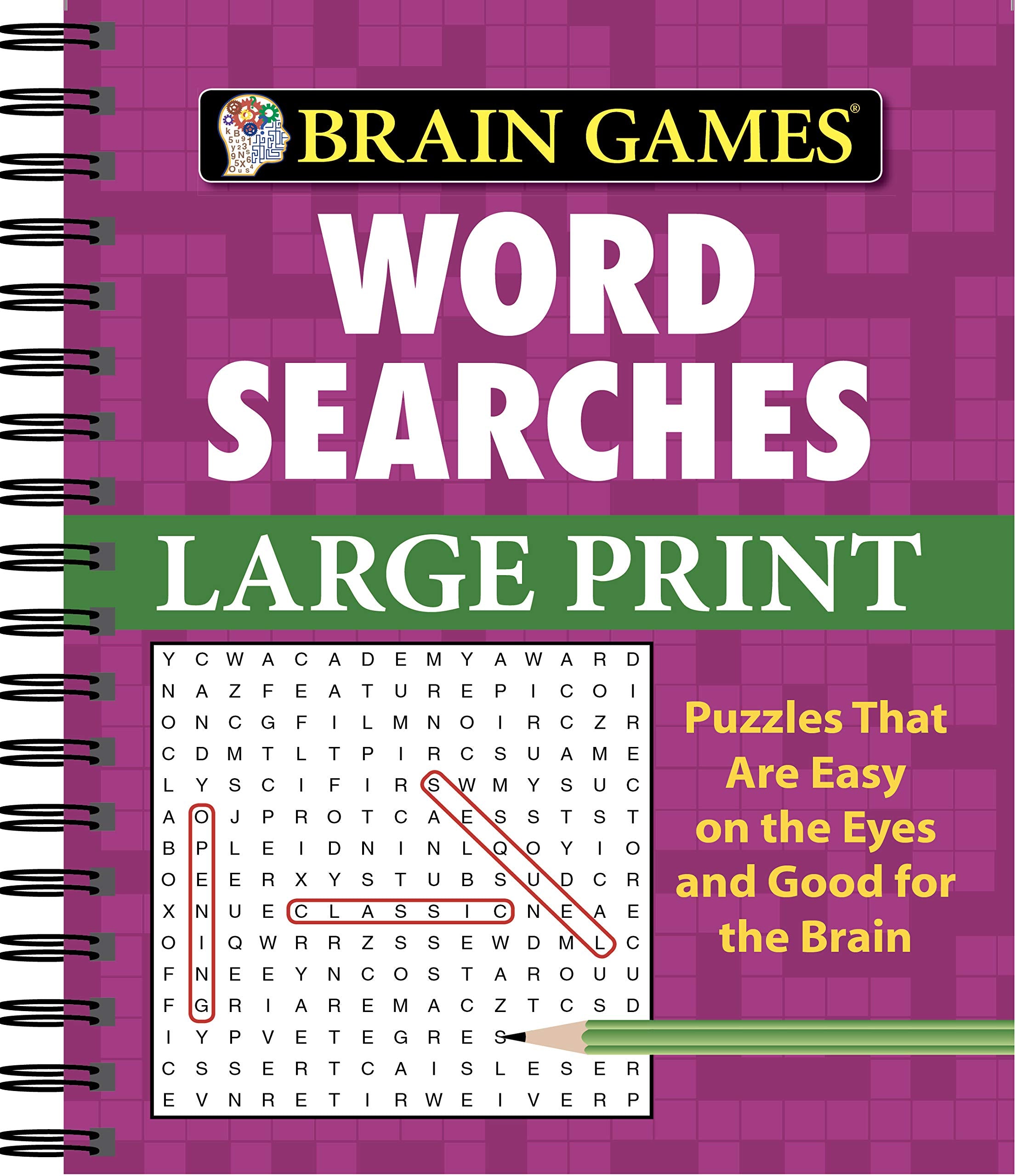 Brain Games  Word Searches  Large Print (Purple),Used