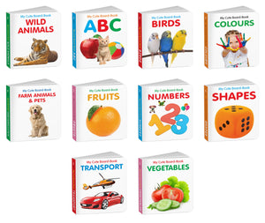 My First Cute Board Book All-In-One Learning Set For Toddlers:Abc, Transport, Colours, Birds, Wild Animals, Fruits, Animal And Pets, Vegetables & More - Fun Picture Books For Babies | Pack Of 10 Books