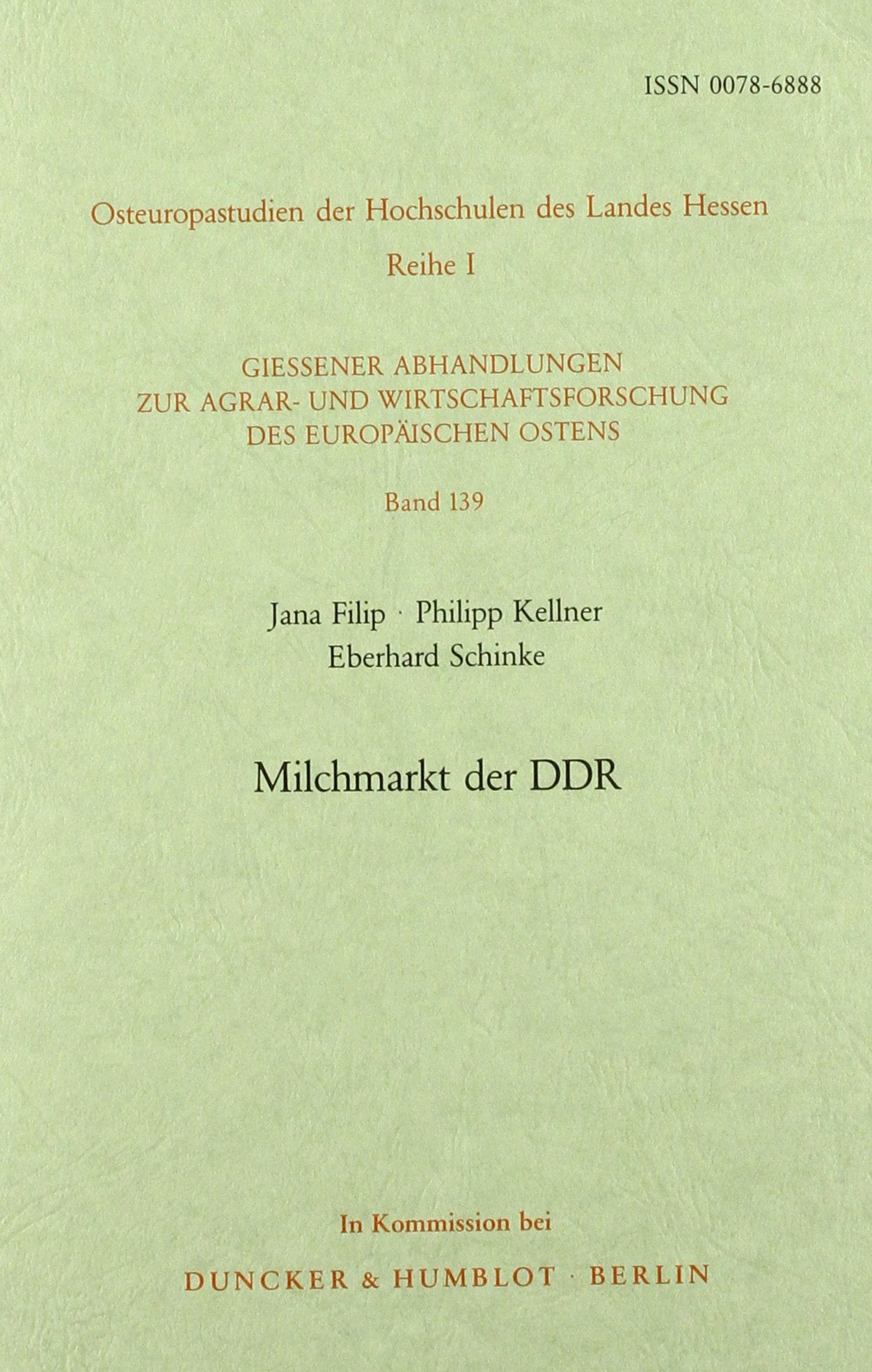 Milchmarkt Der Ddr (Osteuropastudien Der Hochschulen Des Landes Hessen) (German Edition),Used