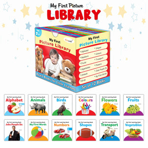 My First Picture Library Box Of 12 (Pre-School Books) | Gift Set For Kids In Red