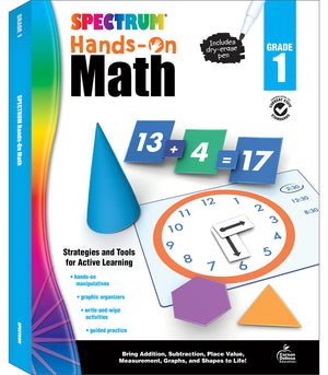 Spectrum 1st Grade HandsOn Math Workbook, Ages 6 to 7, Grade 1 HandsOn Math, Dry Erase Addition, Subtraction, Place Value, Gra,Used