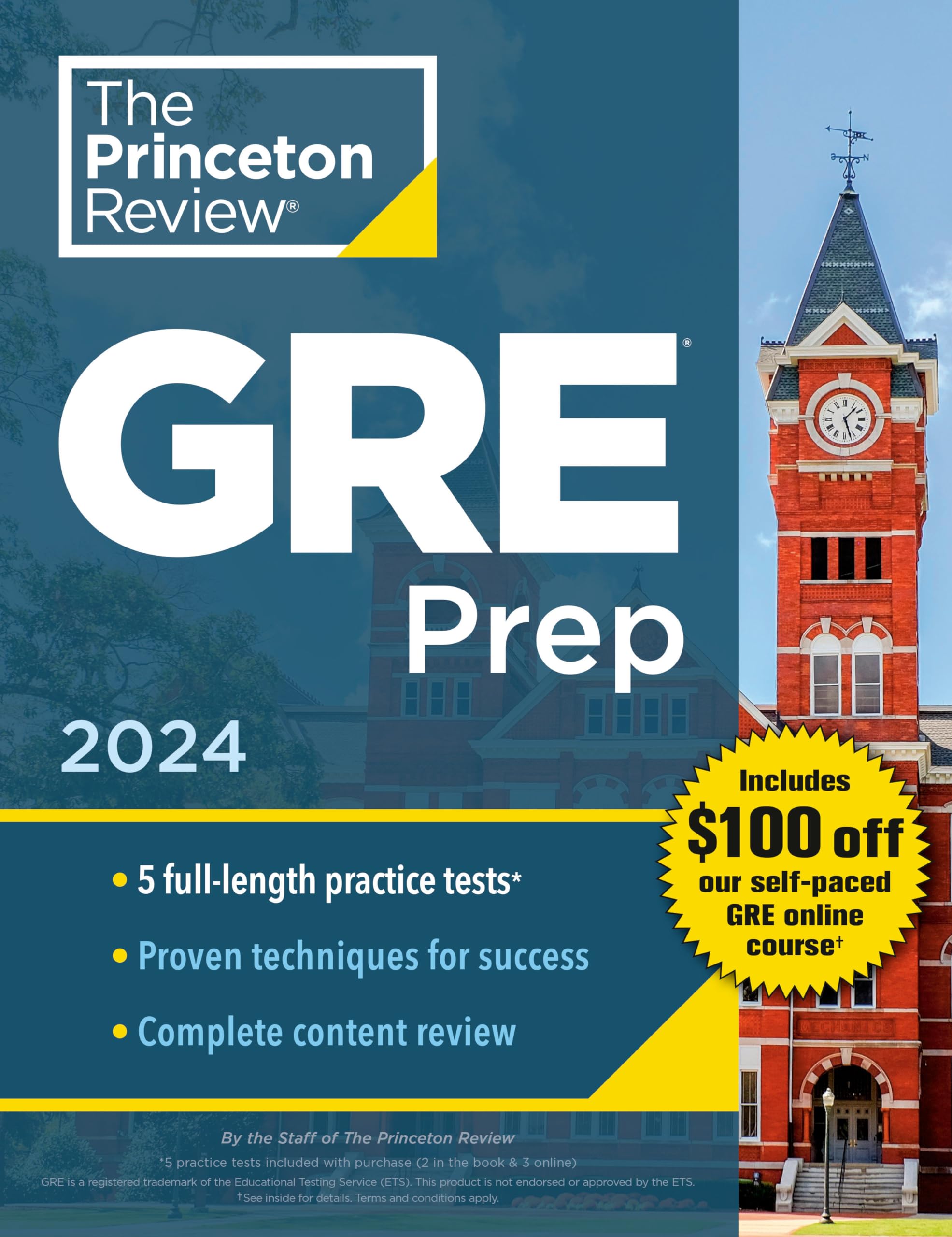 Princeton Review Gre Prep, 2024: 5 Practice Tests + Review & Techniques + Online Features (2024) (Graduate School Test Preparati,Used