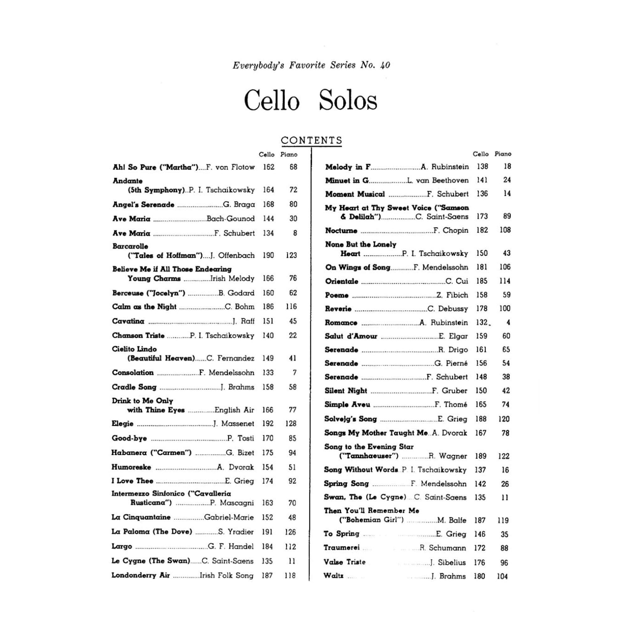 Cello Solos: Everybody s Favorite Series, Volume 40
