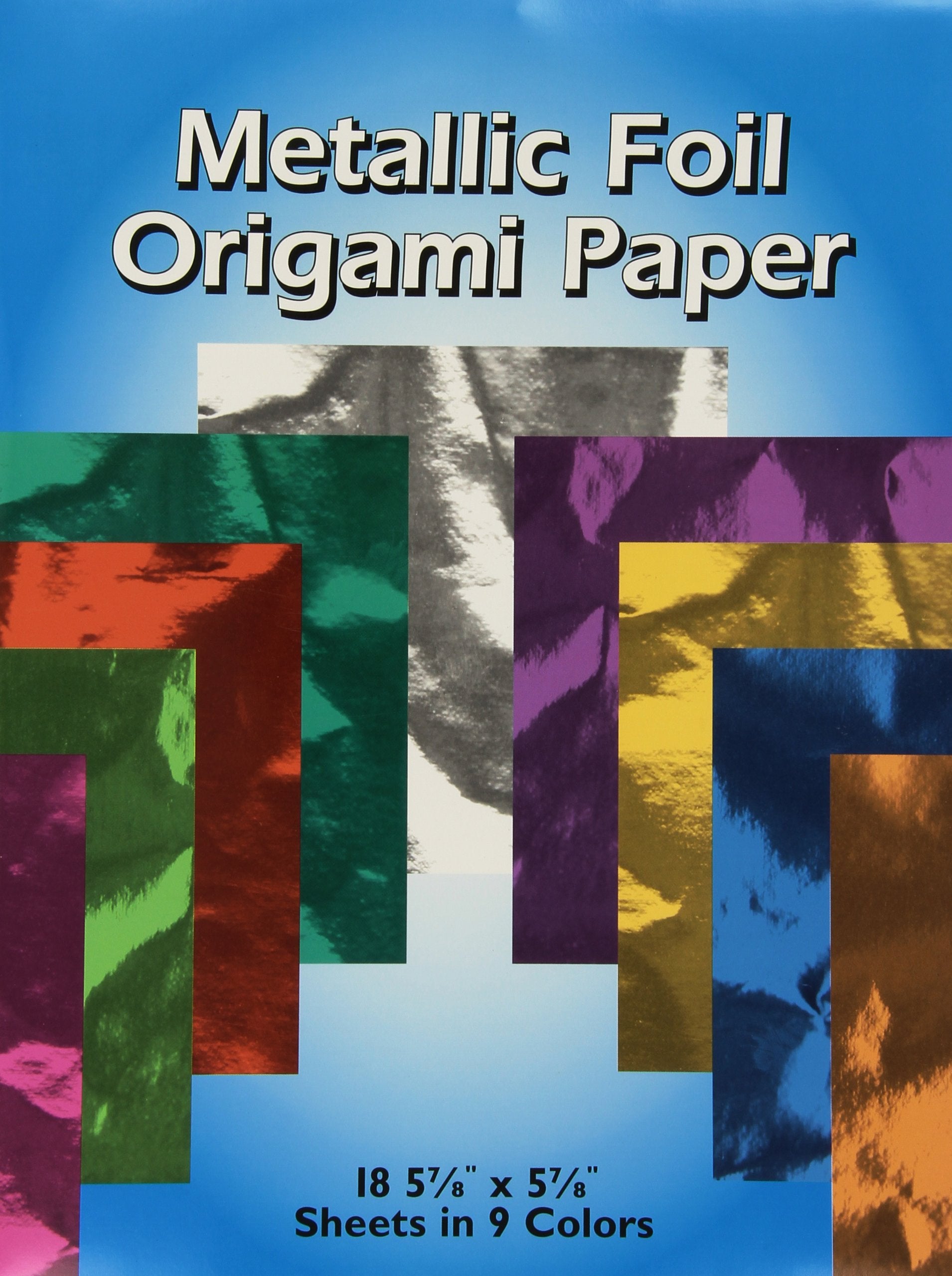 Dover Metallic Foil Origami Paper: 18 57/8 x 57/8 Sheets in 9 Colors,Used
