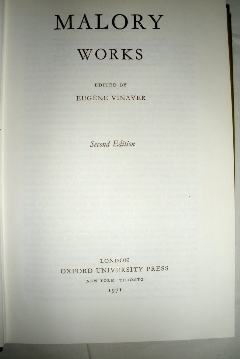 Malory: Works (Oxford Standard Authors),Used